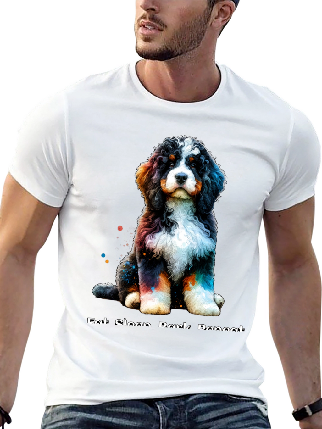 Cute Dog T-Shirt - Eat Sleep Bark Repeat