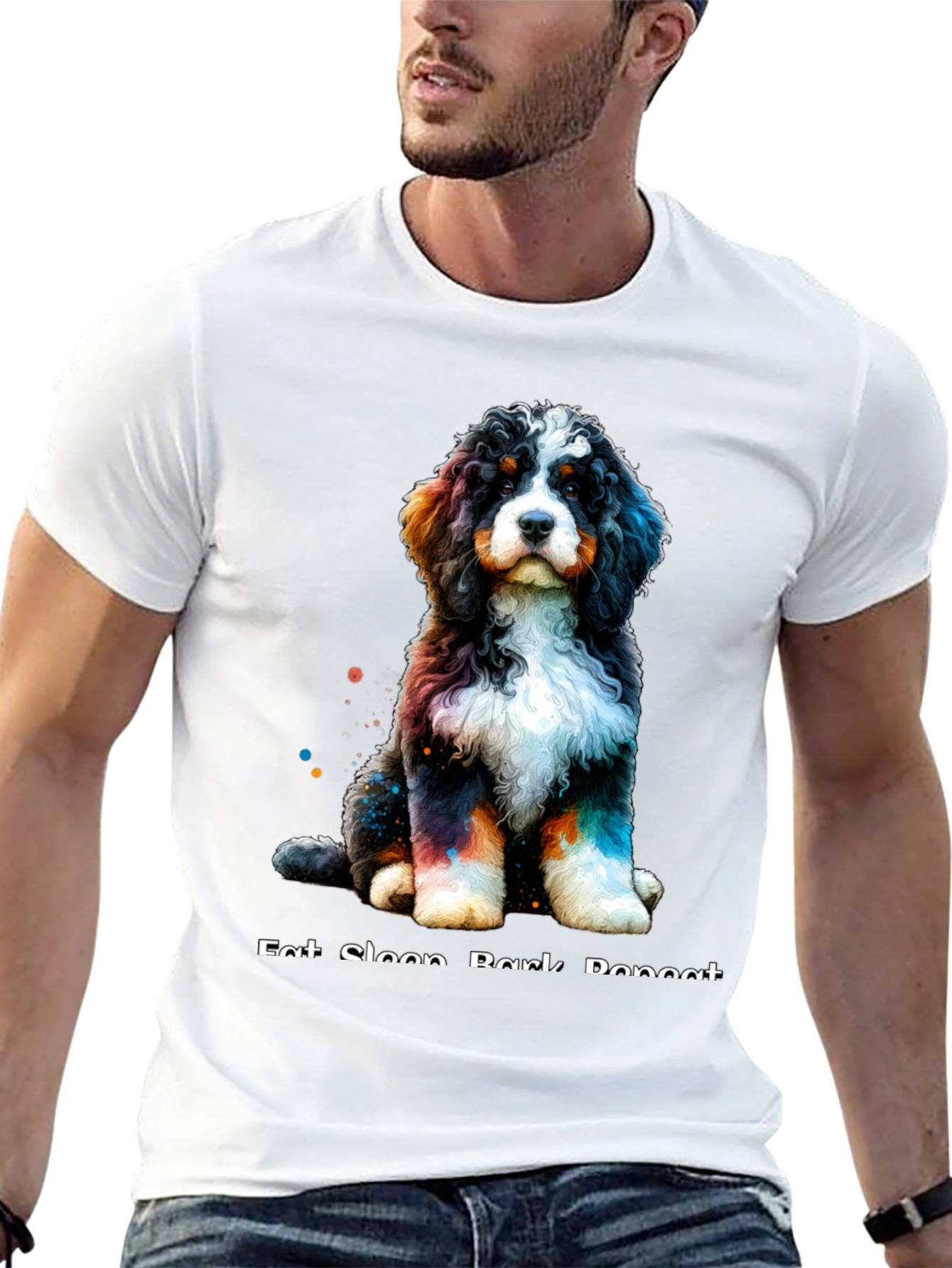 Cute Dog T-Shirt - Eat Sleep Bark Repeat