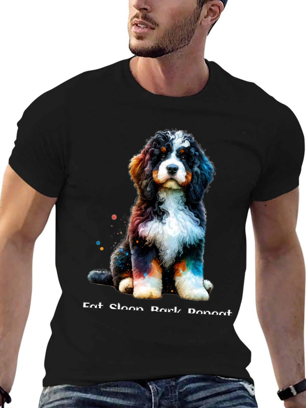 Cute Dog T-Shirt - Eat Sleep Bark Repeat