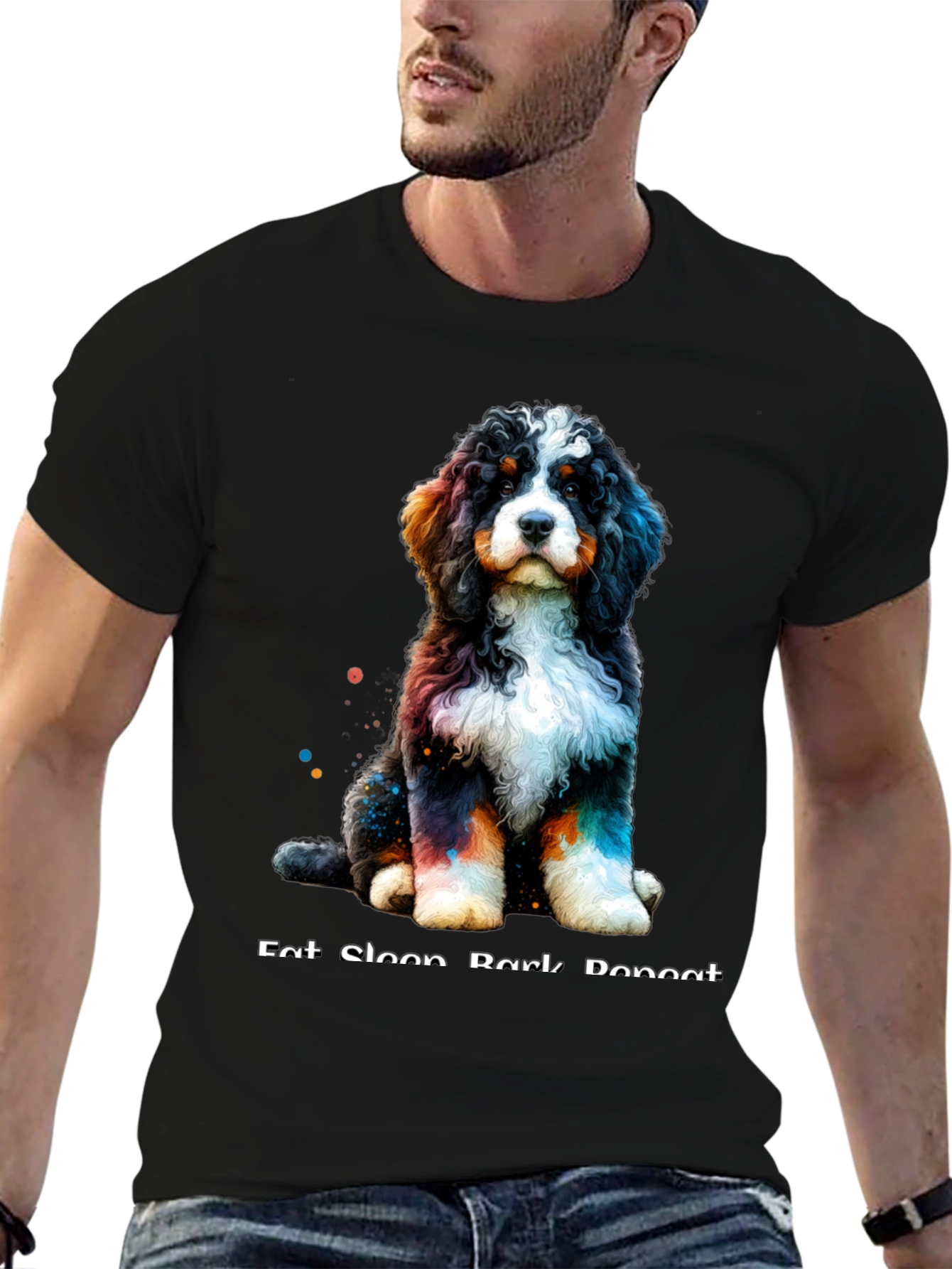 Cute Dog T-Shirt - Eat Sleep Bark Repeat