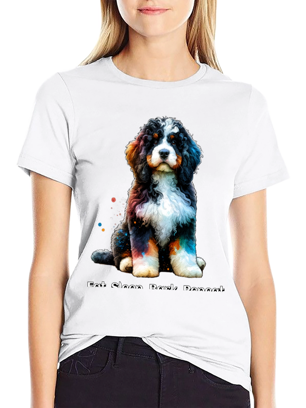 Cute Dog T-Shirt - Eat Sleep Bark Repeat