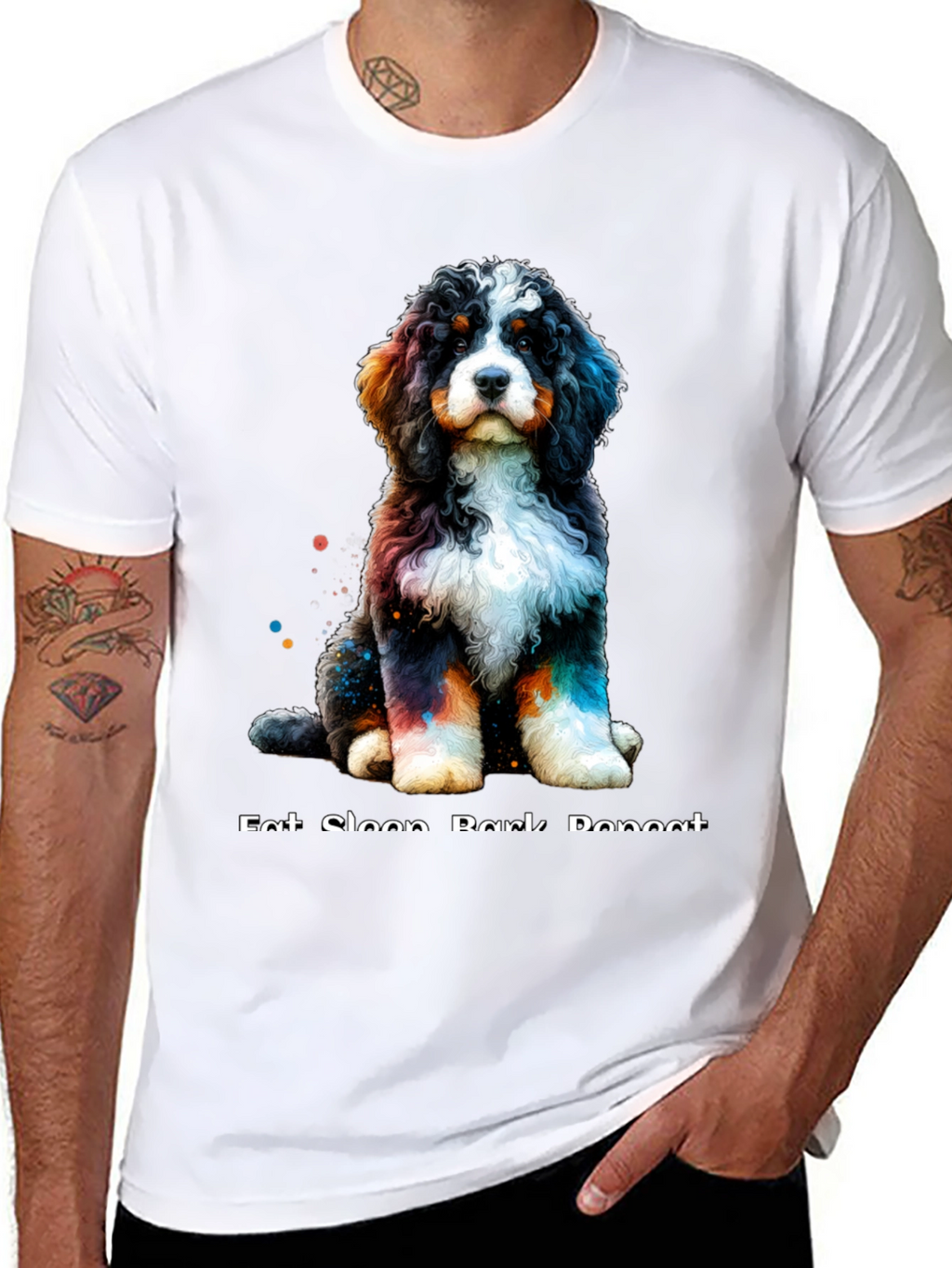 Cute Dog T-Shirt - Eat Sleep Bark Repeat