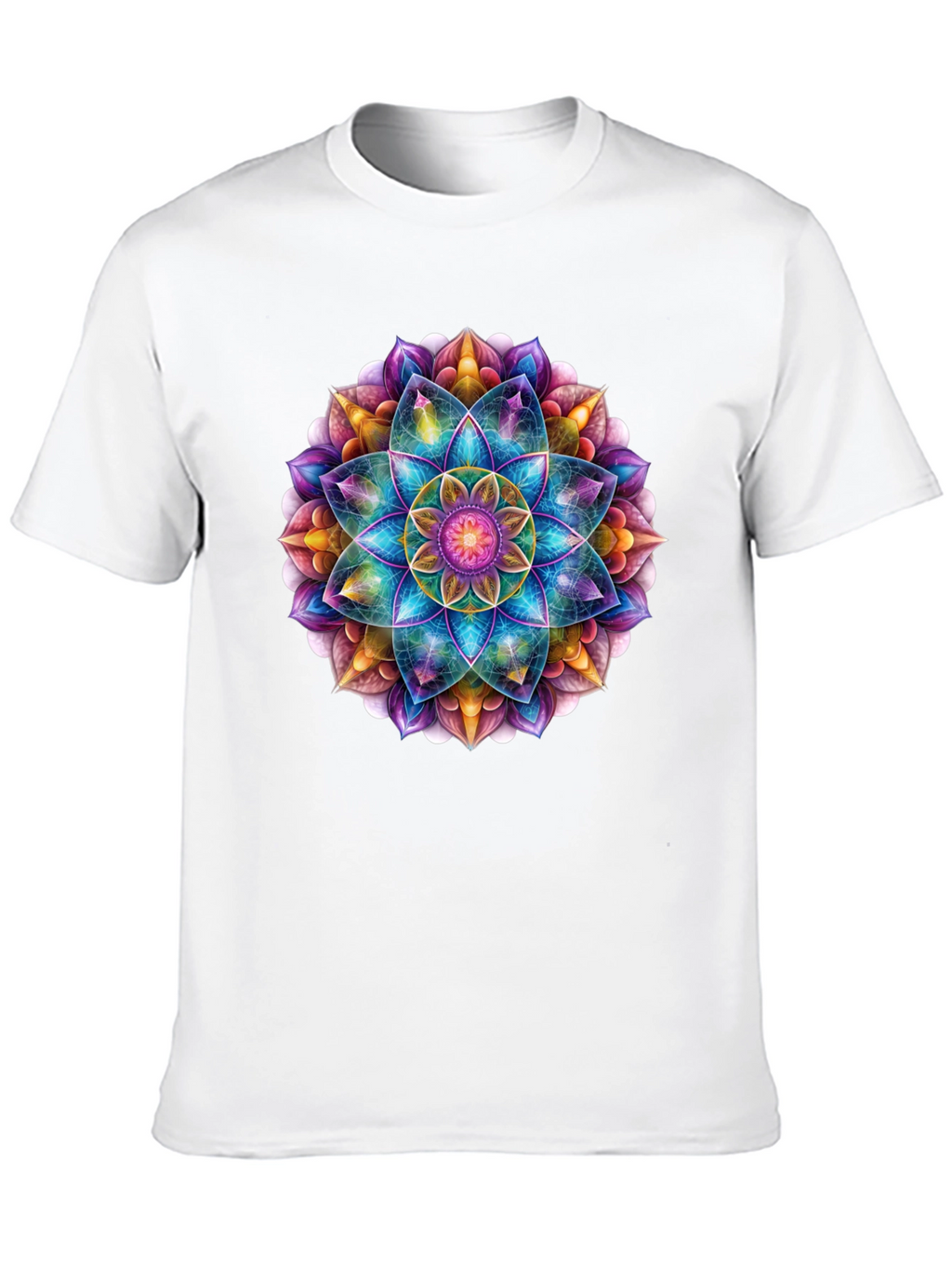 Vibrant Mandala Print Black T-Shirt