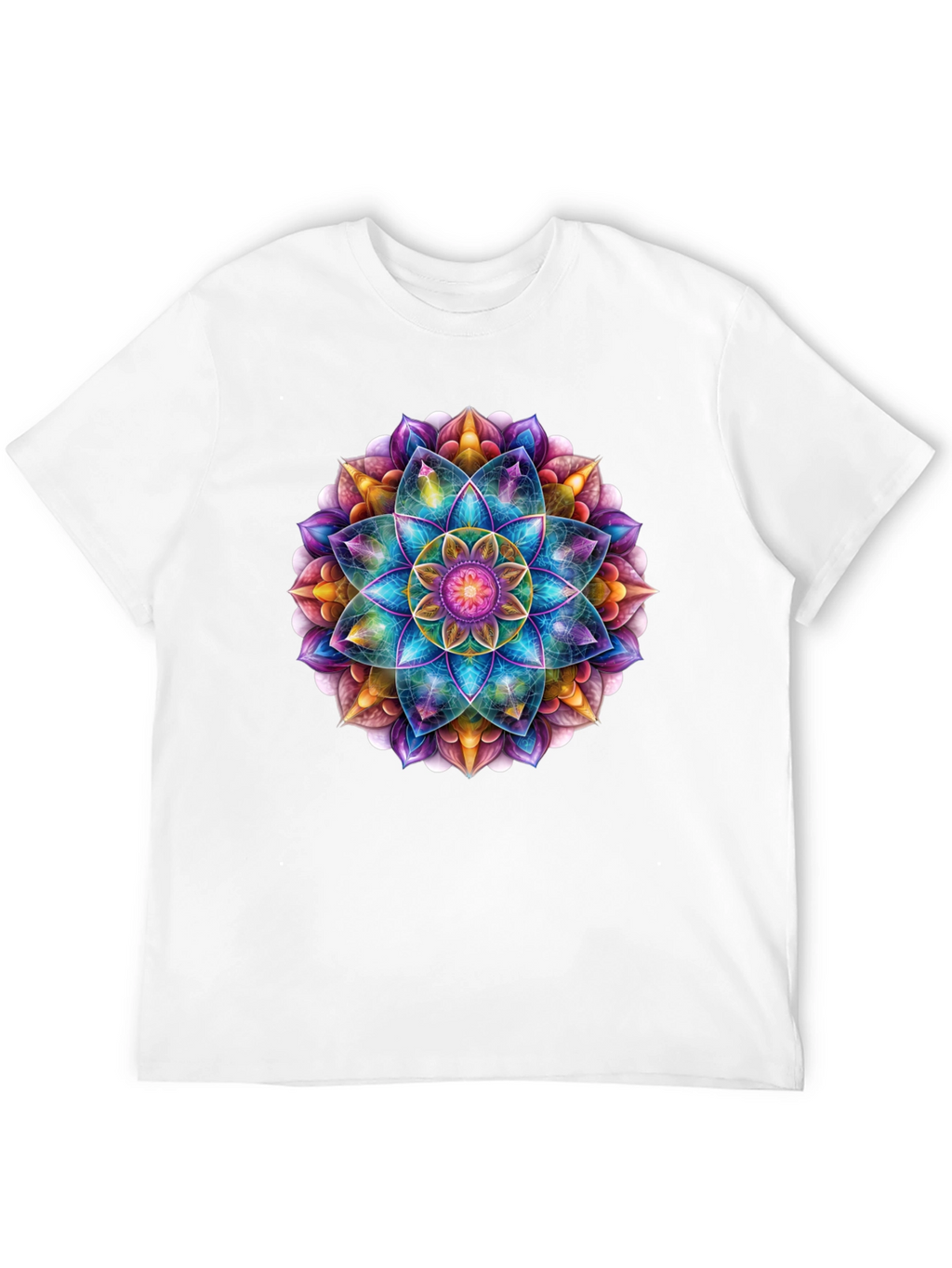 Vibrant Mandala Print Black T-Shirt