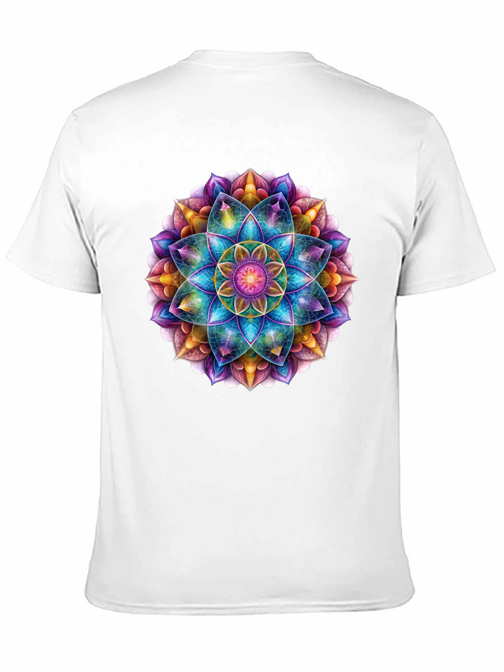 Vibrant Mandala Print Black T-Shirt