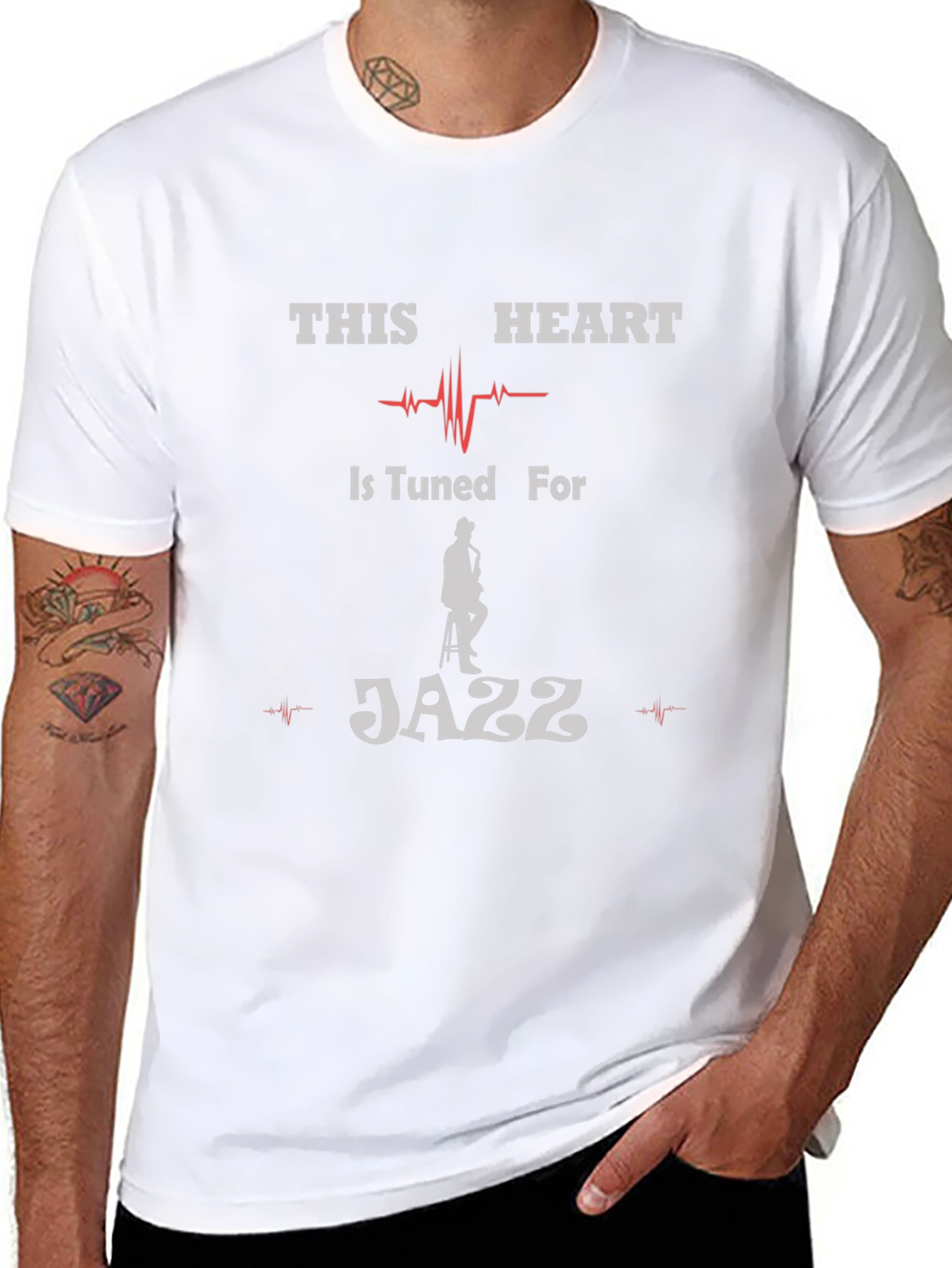 Jazz Lovers T-Shirt - This Heart is Tuned For Jazz