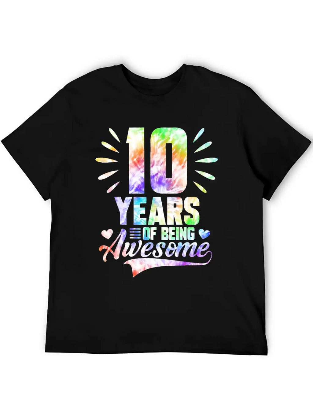 10 YEARS BEING AWESOME TIE DYE Essential Cotton Tee For Daily Outfits – Unisex Style