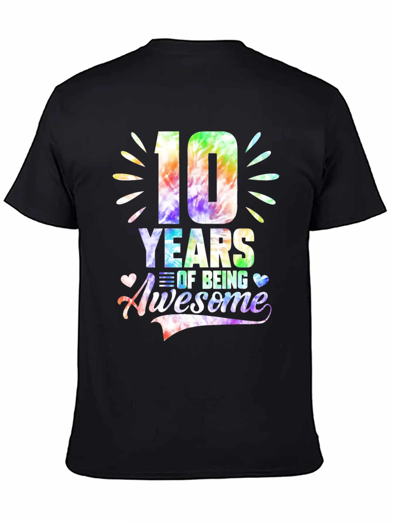 10 YEARS BEING AWESOME TIE DYE Essential Cotton Tee For Daily Outfits – Unisex Style