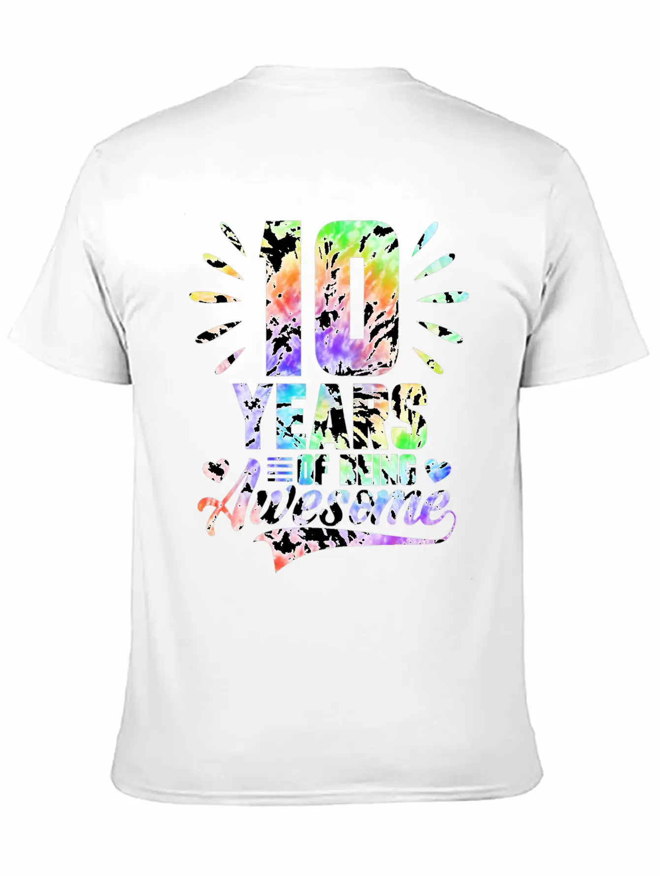 10 YEARS BEING AWESOME TIE DYE Essential Cotton Tee For Daily Outfits – Unisex Style