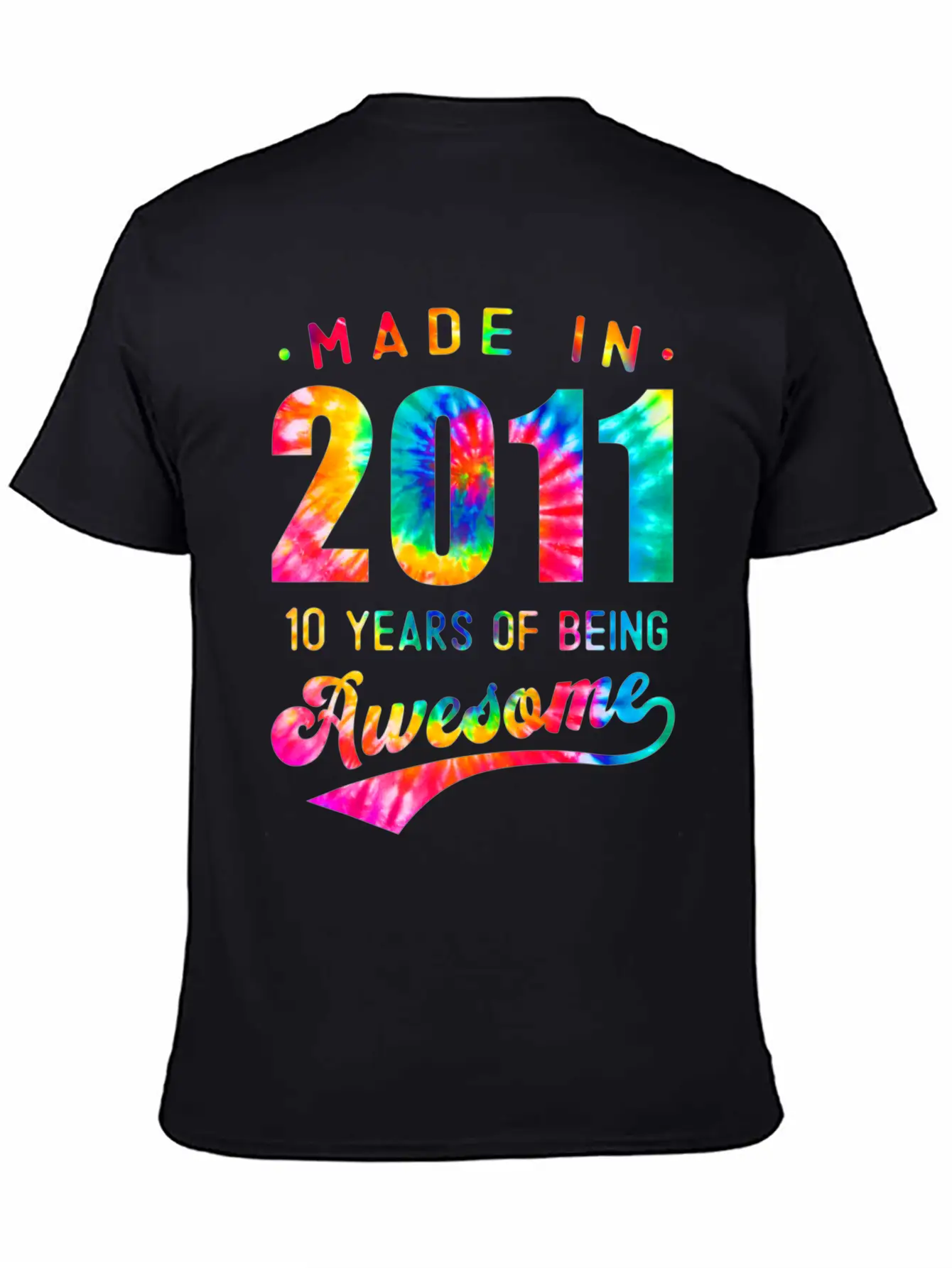 10 Years Old 10th Birthday 2011 Tie Dye Awesome T Unisex Casual T-Shirt – Clean Design For Daily Comfort