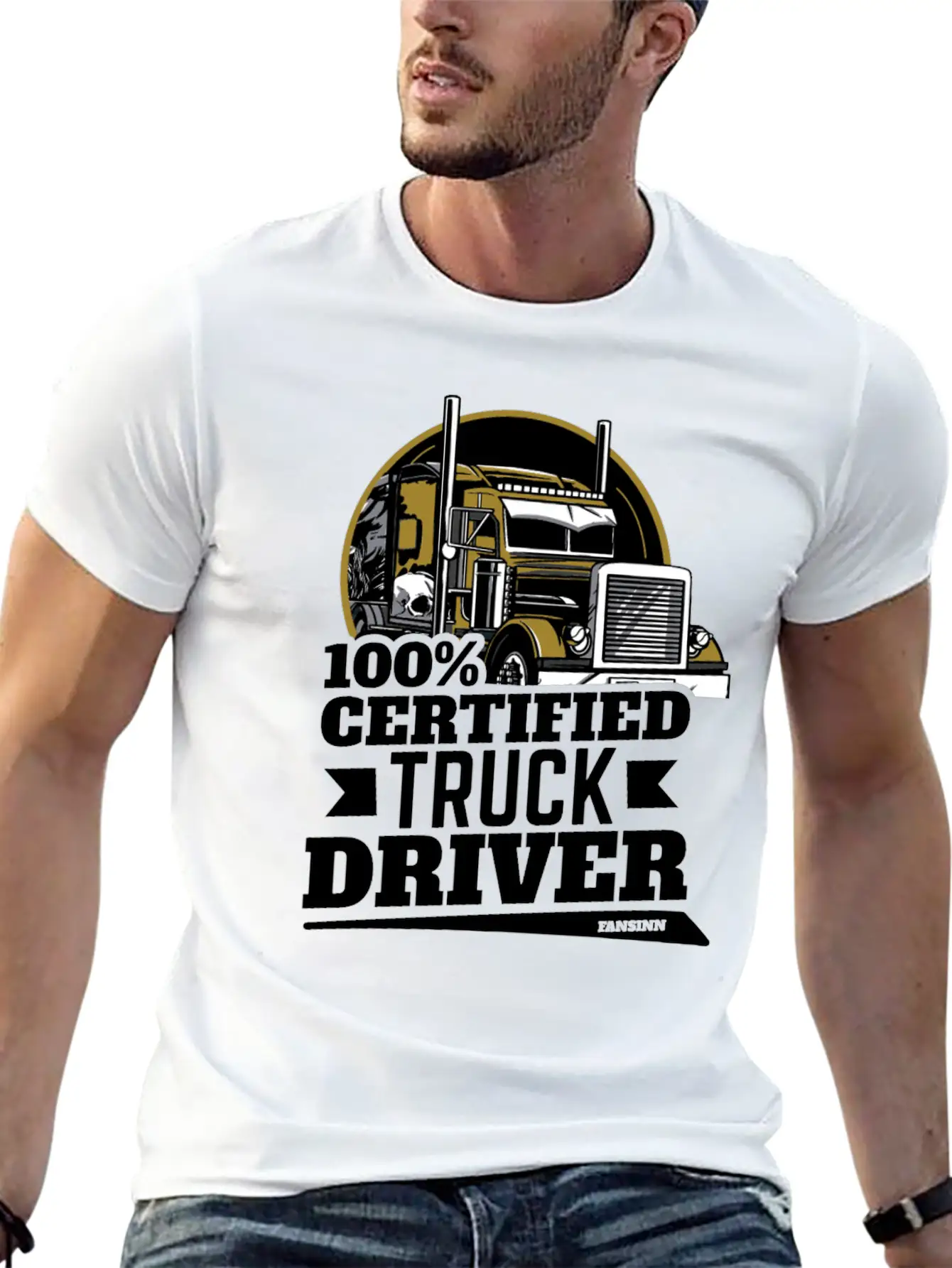 100% Certified Truck Driver Unisex Casual T-Shirt – Clean Design For Daily Comfort