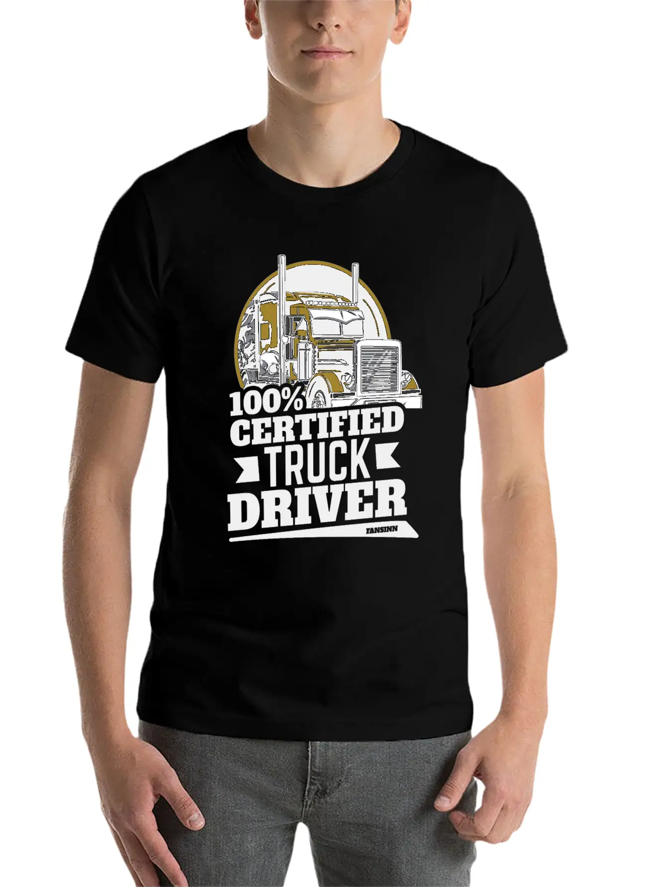 100% Certified Truck Driver Unisex Casual T-Shirt – Clean Design For Daily Comfort