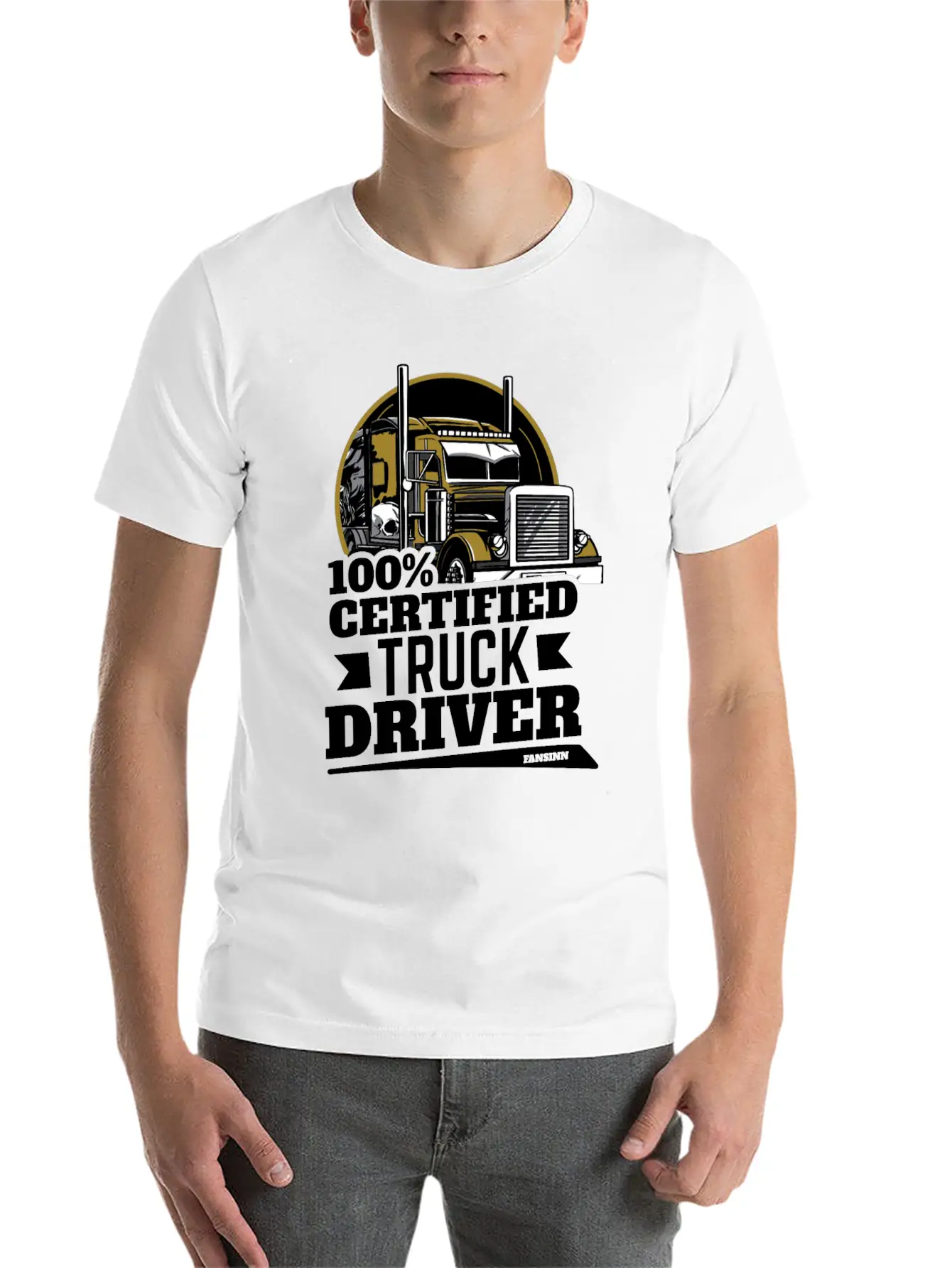 100% Certified Truck Driver Unisex Casual T-Shirt – Clean Design For Daily Comfort