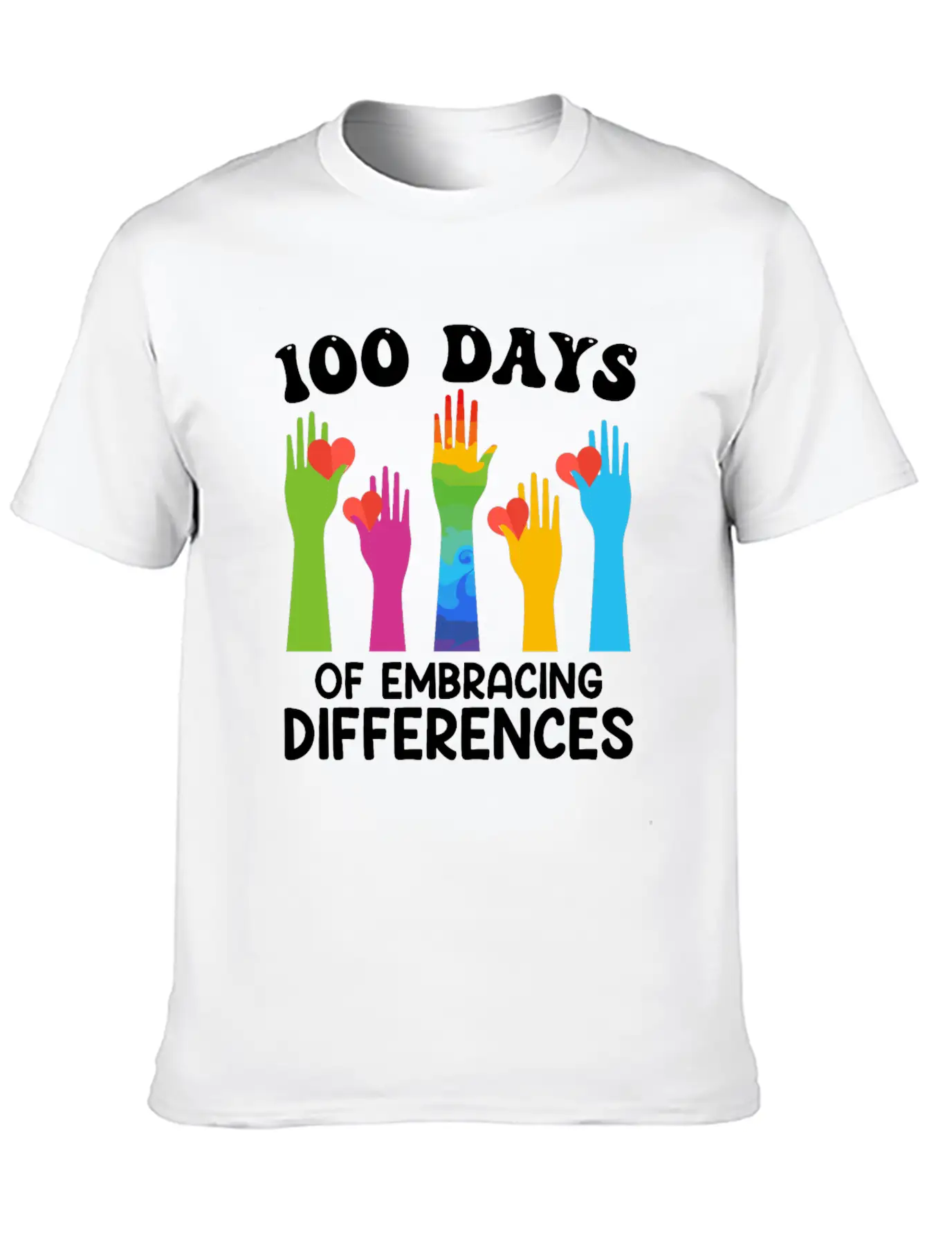 100 Days Of Embracing Differences Essential Cotton Tee For Daily Outfits – Unisex Style