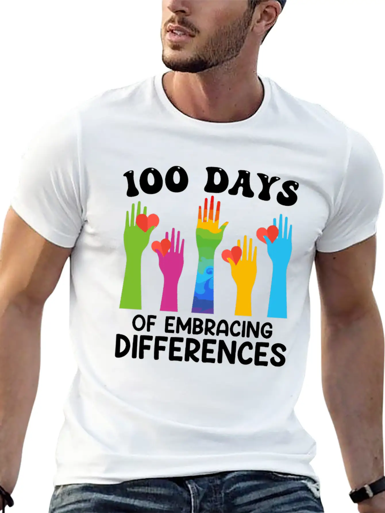 100 Days Of Embracing Differences Essential Cotton Tee For Daily Outfits – Unisex Style