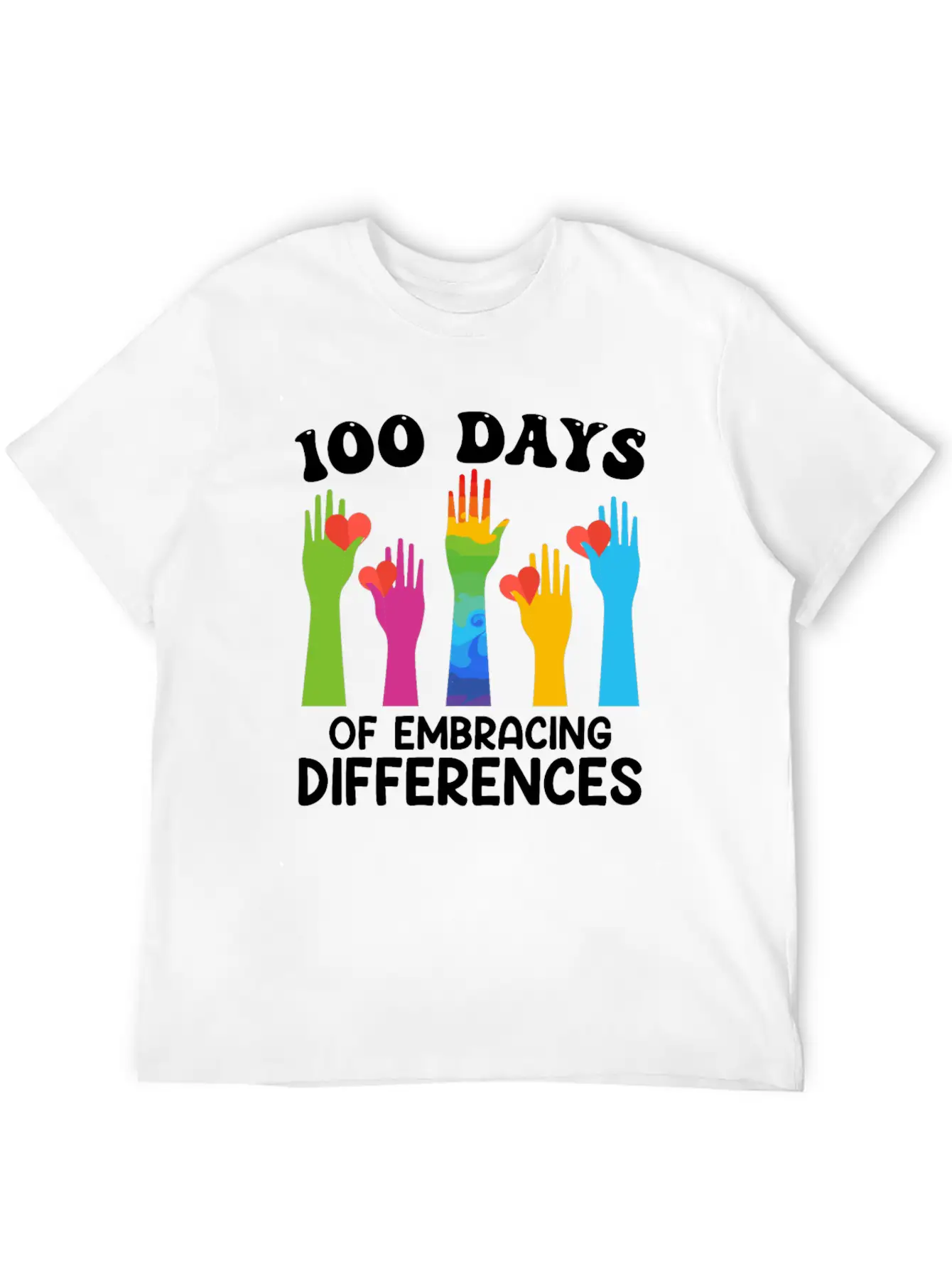 100 Days Of Embracing Differences Essential Cotton Tee For Daily Outfits – Unisex Style