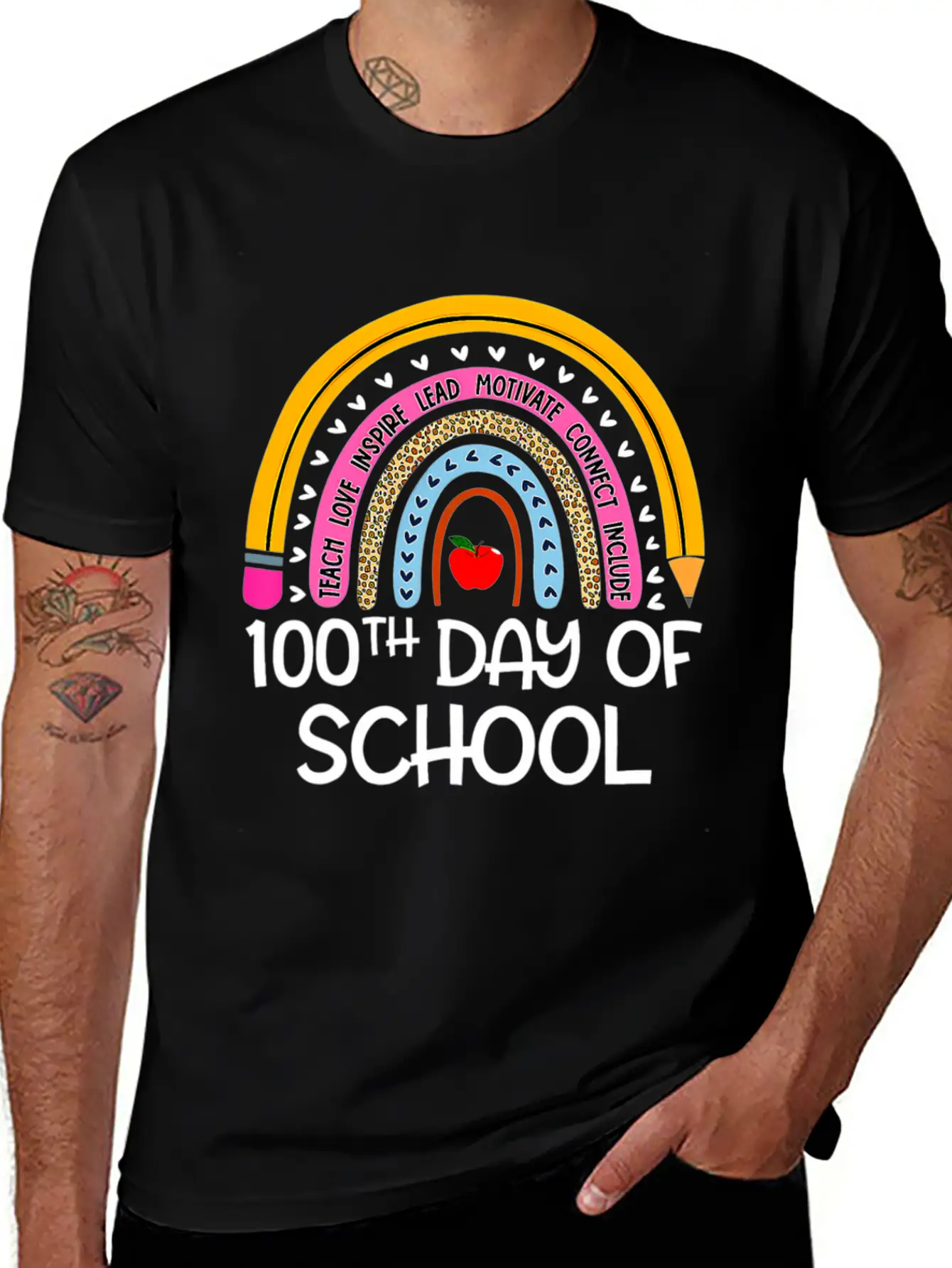 100Th Day Of School Teacher 100 Days Smer Boho Rai Unisex Short Sleeve Soft Cotton T-Shirt – Casual Everyday Wear
