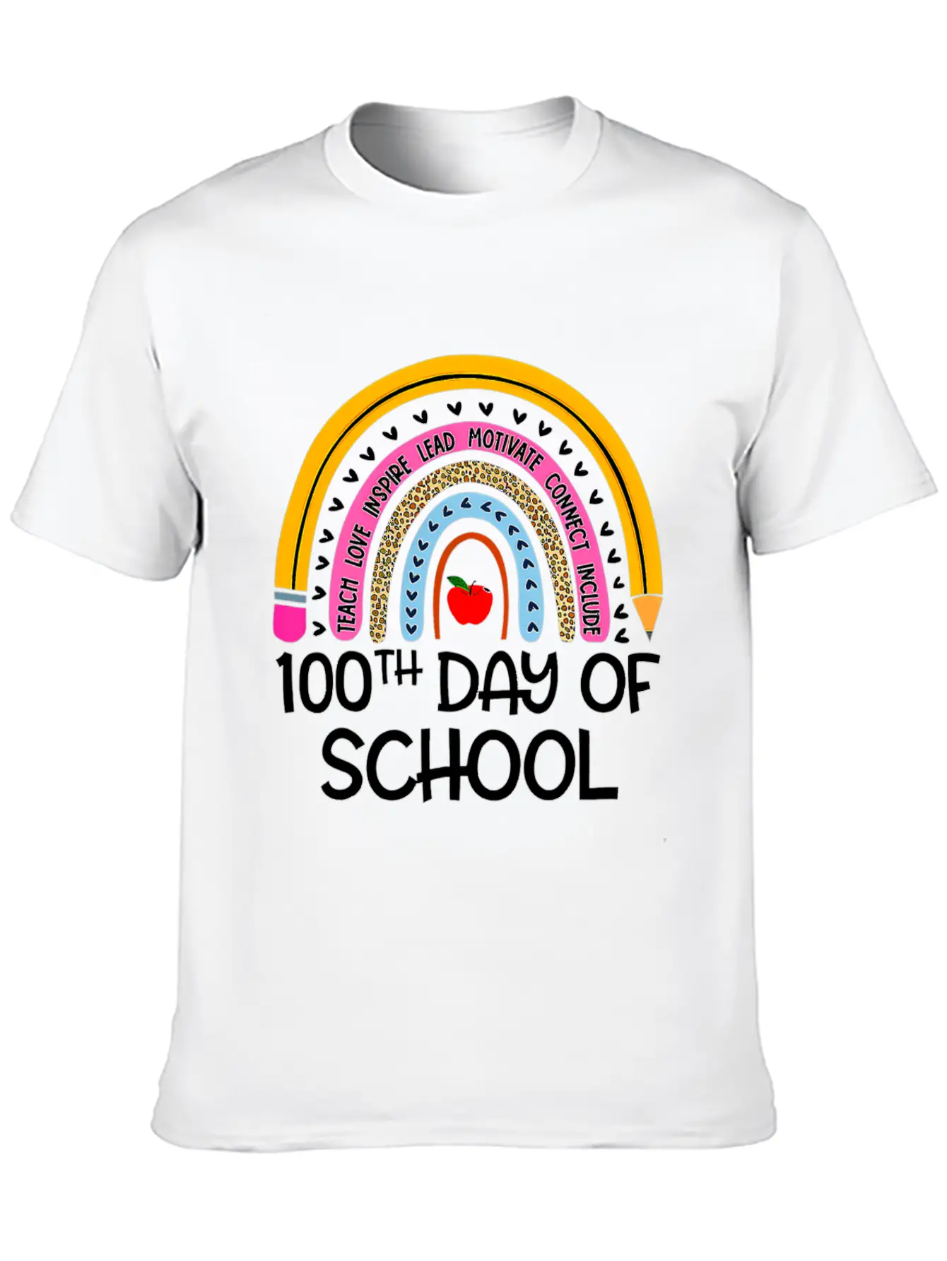 100Th Day Of School Teacher 100 Days Smer Boho Rai Unisex Short Sleeve Soft Cotton T-Shirt – Casual Everyday Wear
