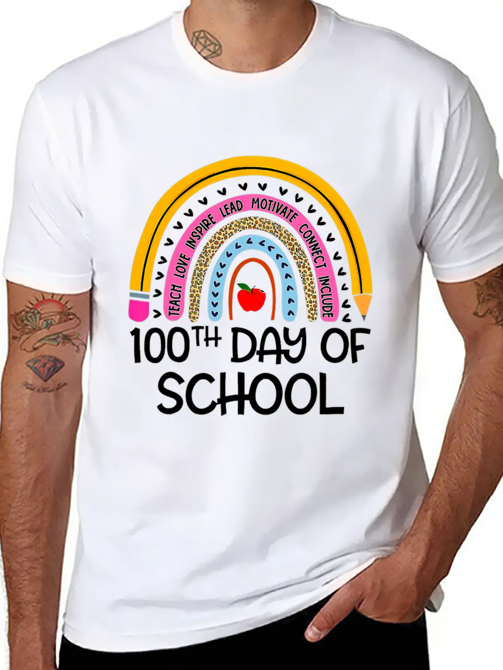 100Th Day Of School Teacher 100 Days Smer Boho Rai Unisex Short Sleeve Soft Cotton T-Shirt – Casual Everyday Wear