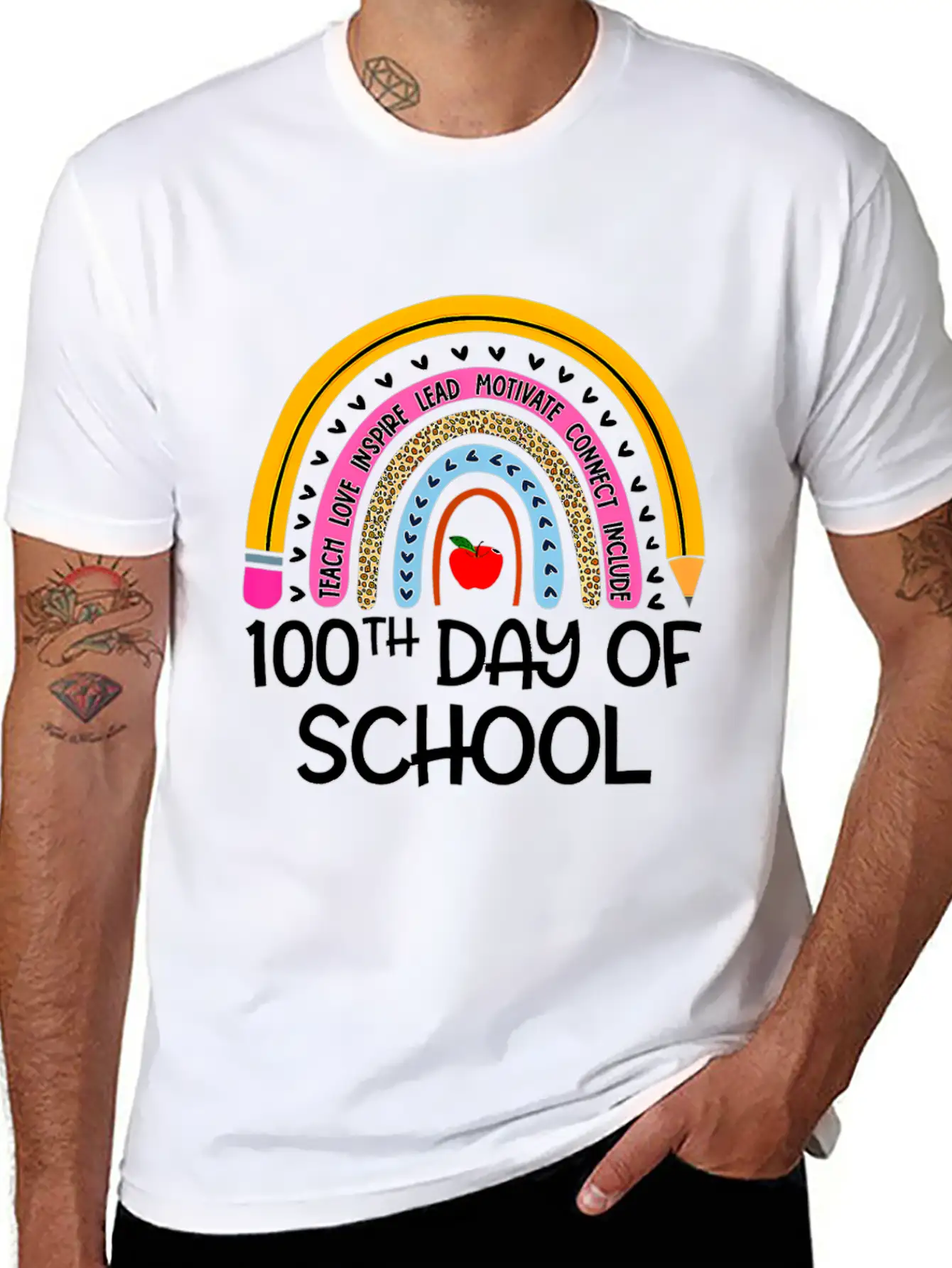 100Th Day Of School Teacher 100 Days Smer Boho Rai Unisex Short Sleeve Soft Cotton T-Shirt – Casual Everyday Wear