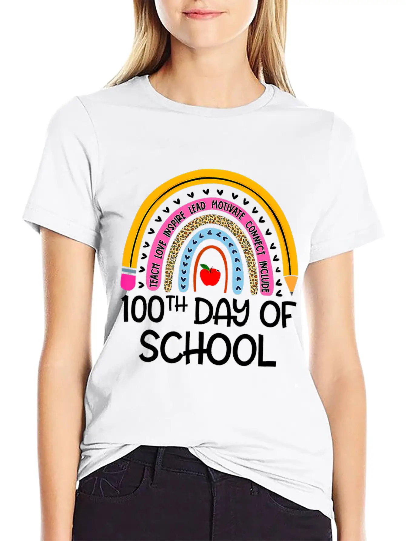 100Th Day Of School Teacher 100 Days Smer Boho Rai Unisex Short Sleeve Soft Cotton T-Shirt – Casual Everyday Wear
