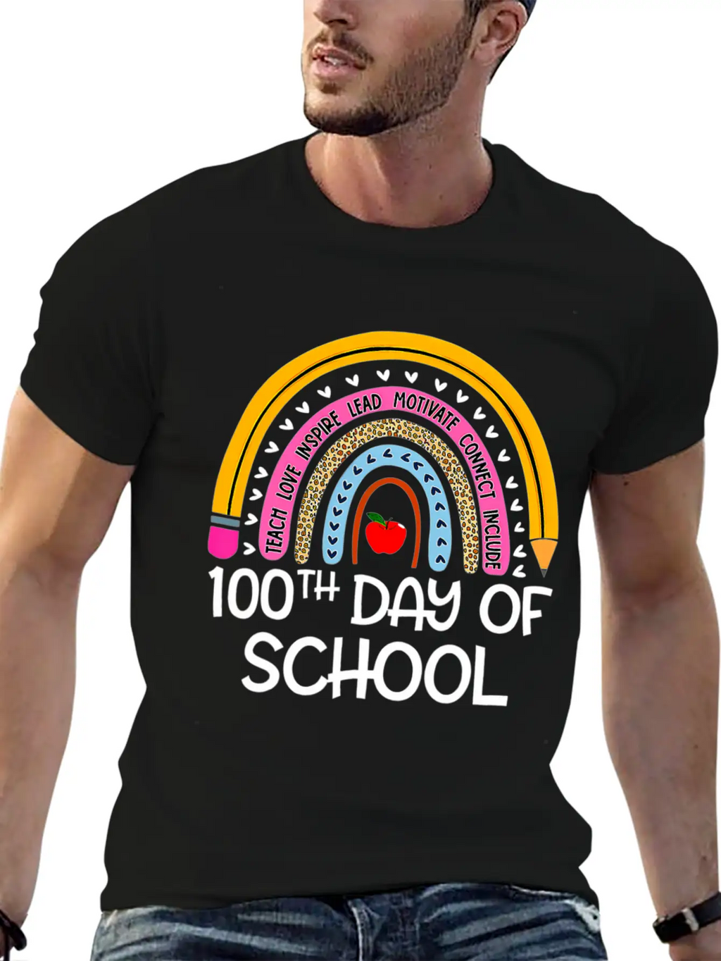 100Th Day Of School Teacher 100 Days Smer Boho Rai Unisex Short Sleeve Soft Cotton T-Shirt – Casual Everyday Wear