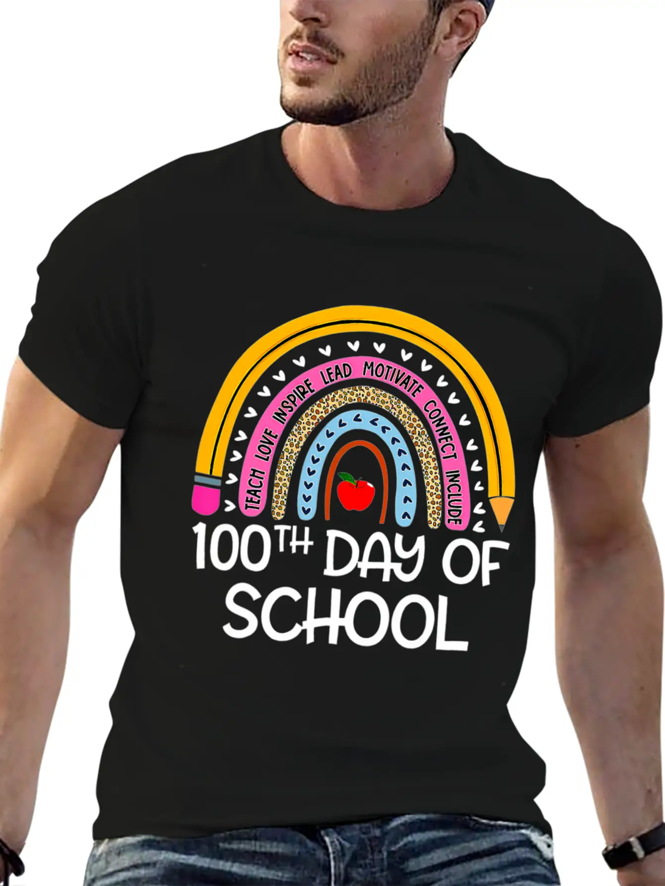 100Th Day Of School Teacher 100 Days Smer Boho Rai Unisex Short Sleeve Soft Cotton T-Shirt – Casual Everyday Wear