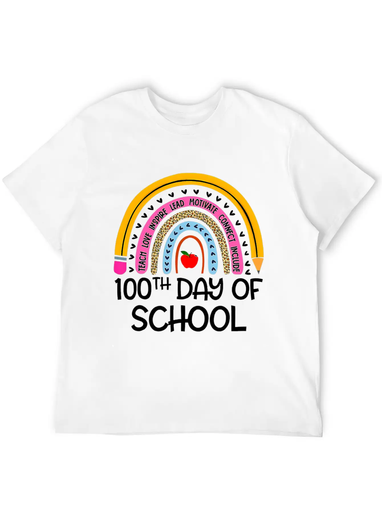 100Th Day Of School Teacher 100 Days Smer Boho Rai Unisex Short Sleeve Soft Cotton T-Shirt – Casual Everyday Wear