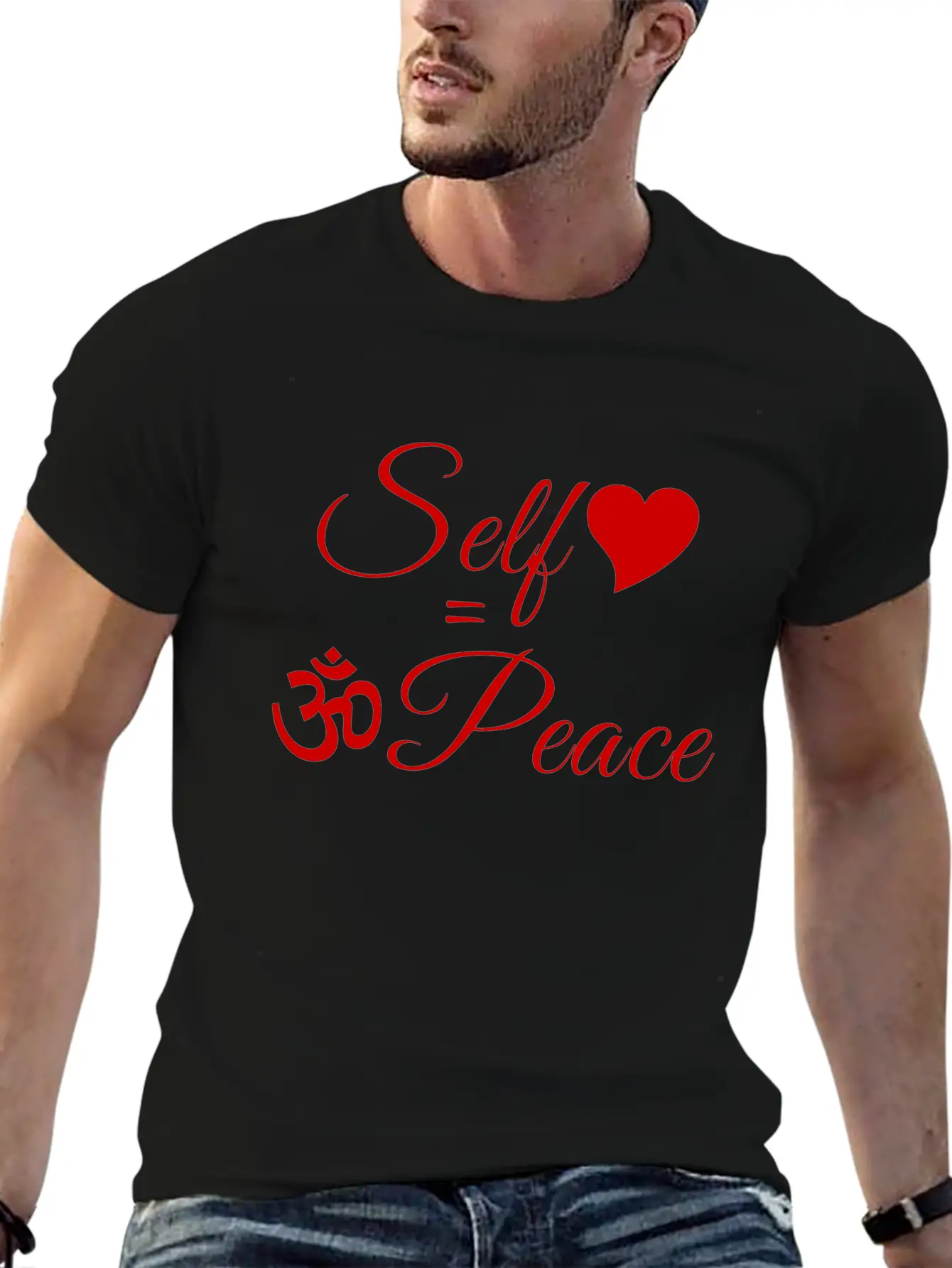 108-lSa Inspi-Quote-83.b Self-love = OM-Peace Unisex Short Sleeve Soft Cotton T-Shirt – Casual Everyday Wear