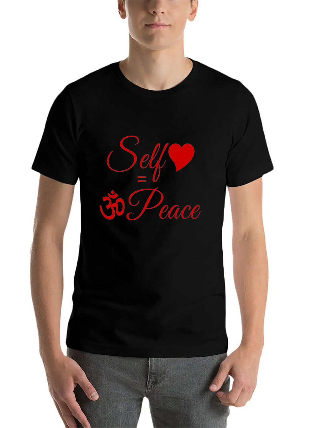 108-lSa Inspi-Quote-83.b Self-love = OM-Peace Unisex Short Sleeve Soft Cotton T-Shirt – Casual Everyday Wear