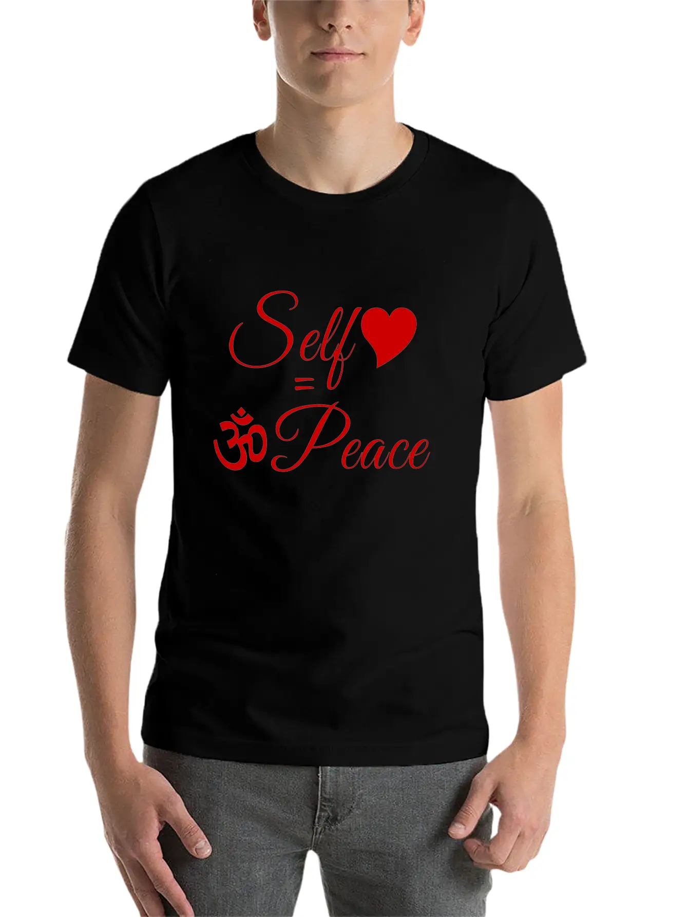108-lSa Inspi-Quote-83.b Self-love = OM-Peace Unisex Short Sleeve Soft Cotton T-Shirt – Casual Everyday Wear