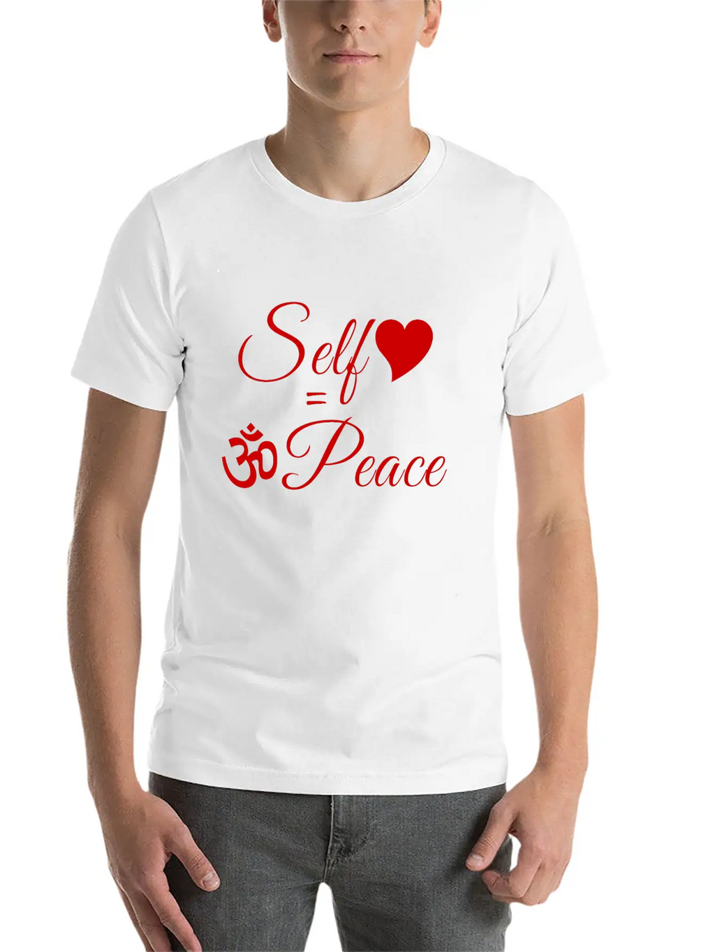 108-lSa Inspi-Quote-83.b Self-love = OM-Peace Unisex Short Sleeve Soft Cotton T-Shirt – Casual Everyday Wear