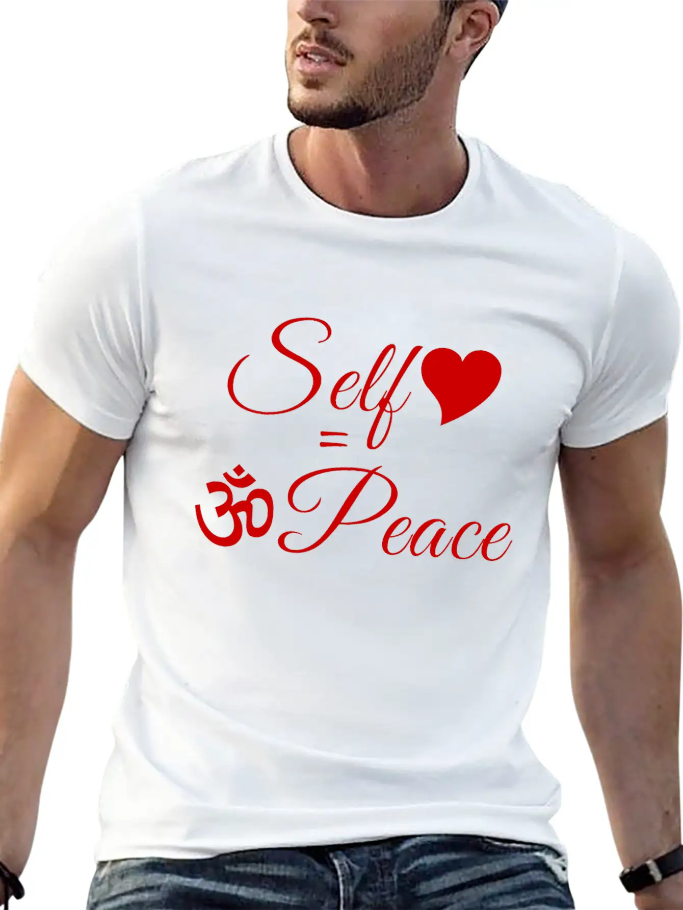 108-lSa Inspi-Quote-83.b Self-love = OM-Peace Unisex Short Sleeve Soft Cotton T-Shirt – Casual Everyday Wear