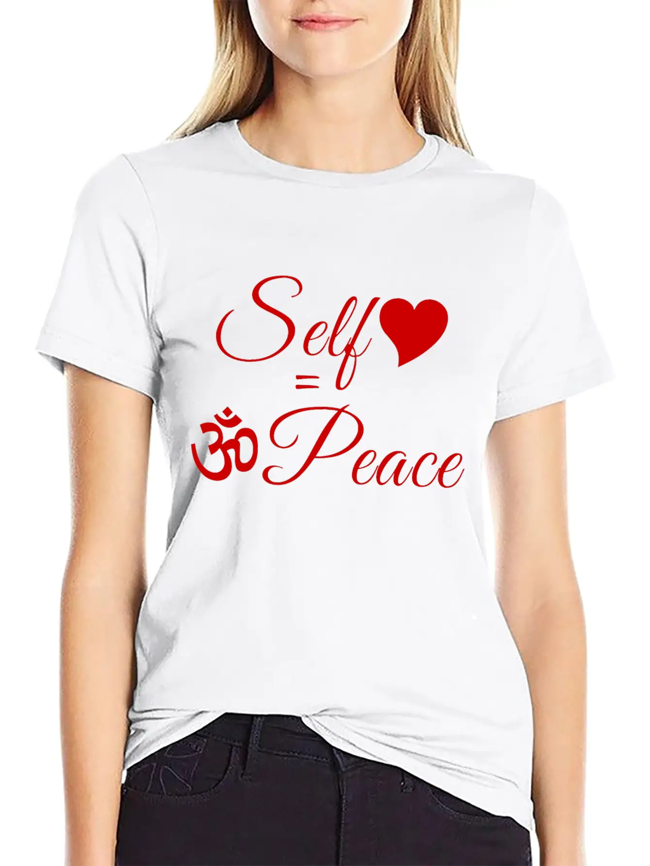 108-lSa Inspi-Quote-83.b Self-love = OM-Peace Unisex Short Sleeve Soft Cotton T-Shirt – Casual Everyday Wear