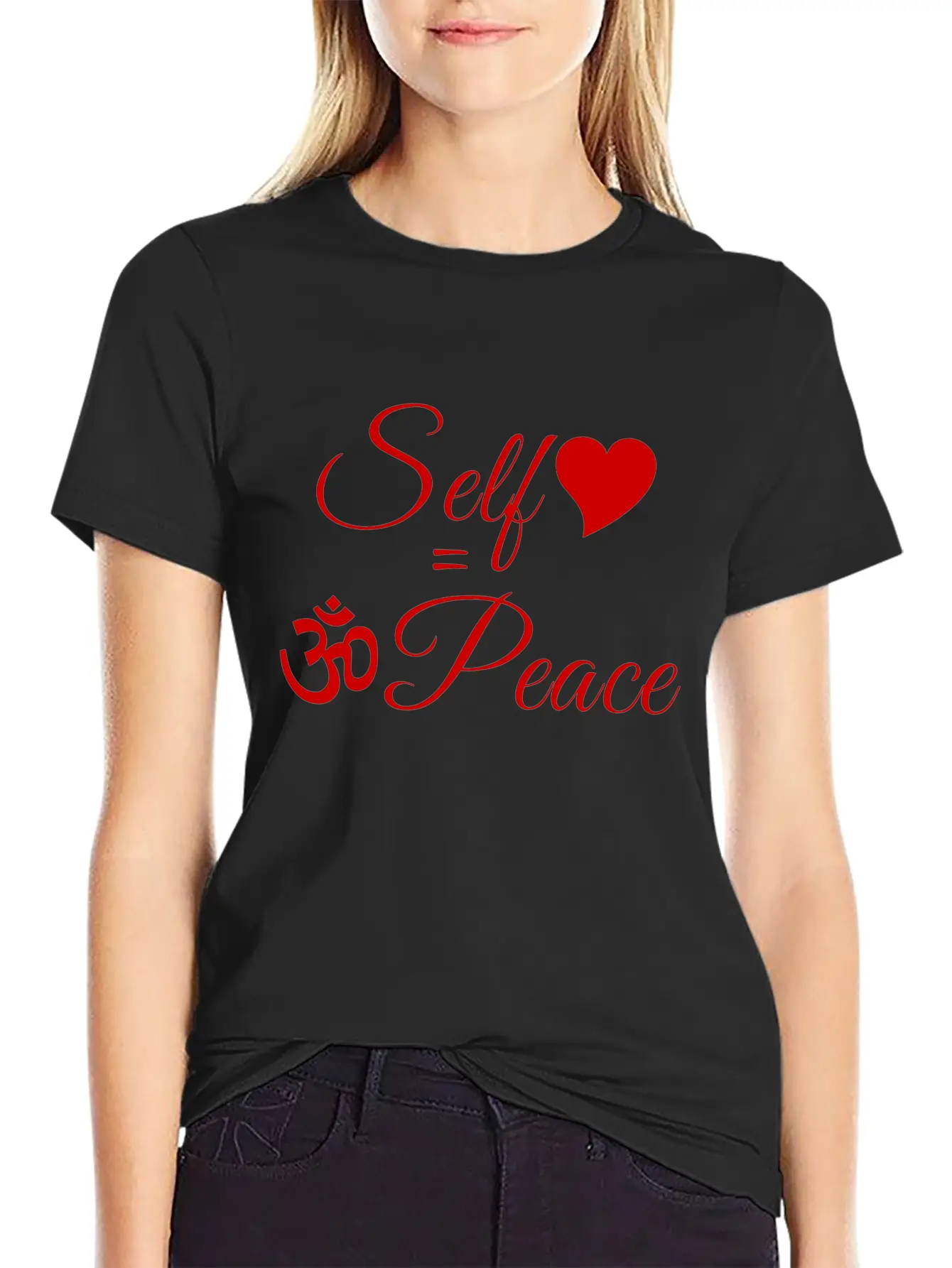108-lSa Inspi-Quote-83.b Self-love = OM-Peace Unisex Short Sleeve Soft Cotton T-Shirt – Casual Everyday Wear