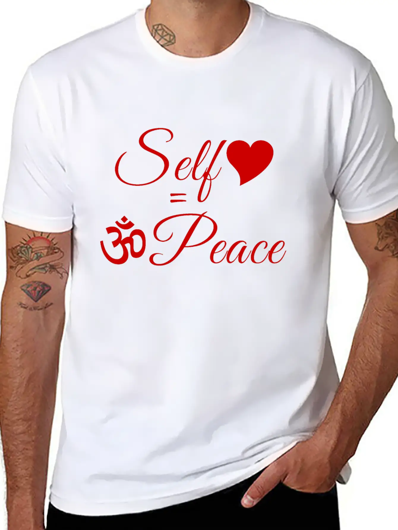 108-lSa Inspi-Quote-83.b Self-love = OM-Peace Unisex Short Sleeve Soft Cotton T-Shirt – Casual Everyday Wear