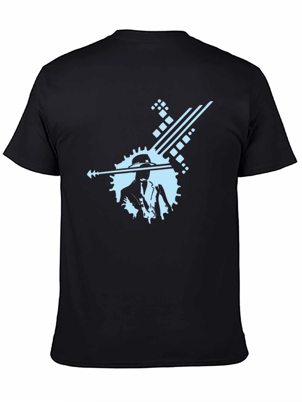 Stylish Black Graphic Tee with Cool Blue Design