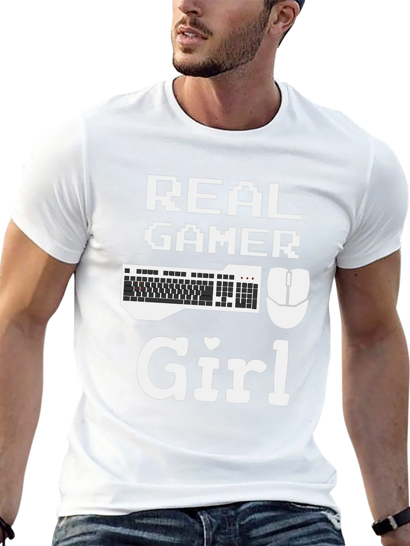 Real Gamer Girl T-Shirt - Gaming Keyboard & Mouse Design