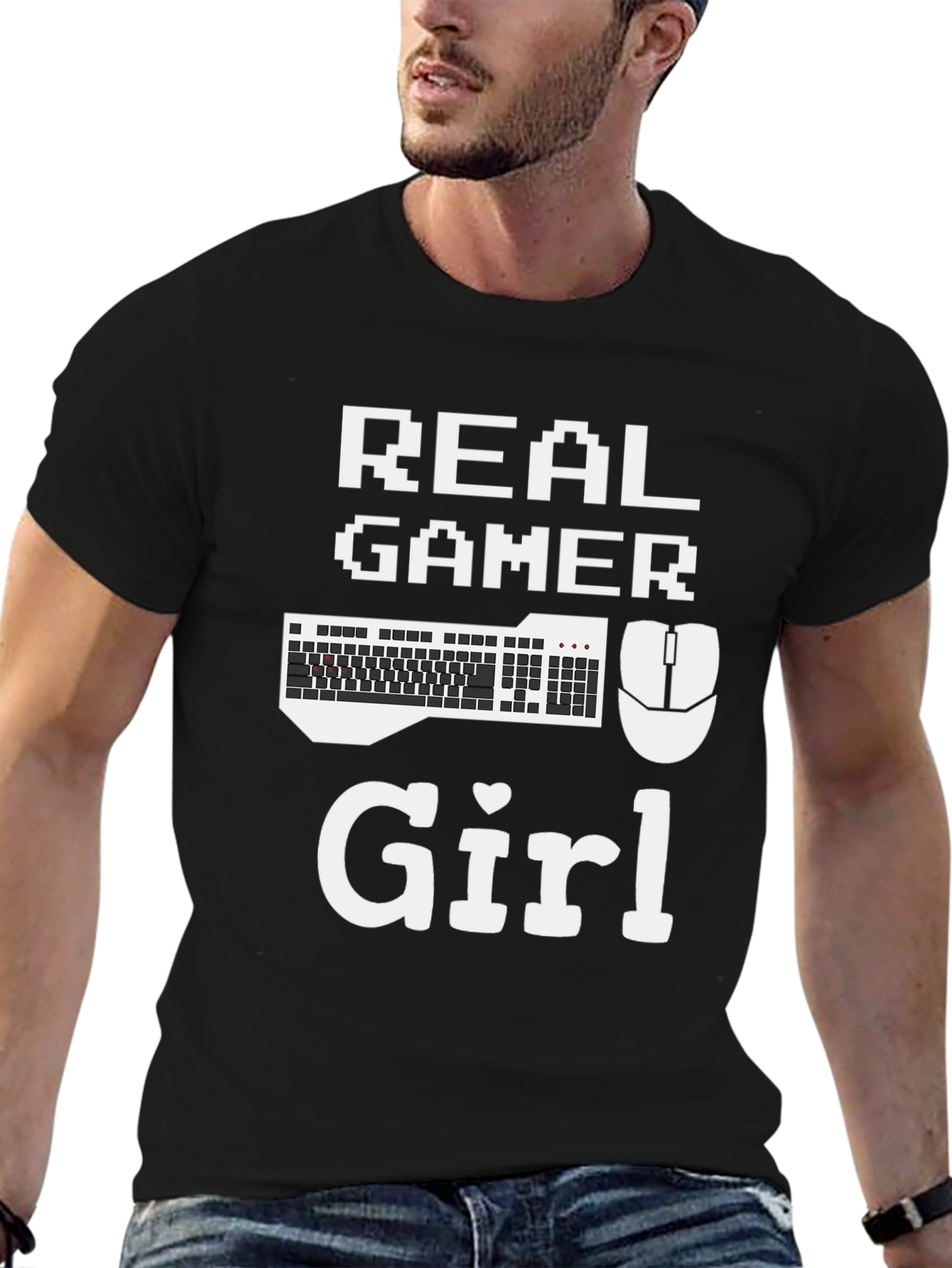 Real Gamer Girl T-Shirt - Gaming Keyboard & Mouse Design
