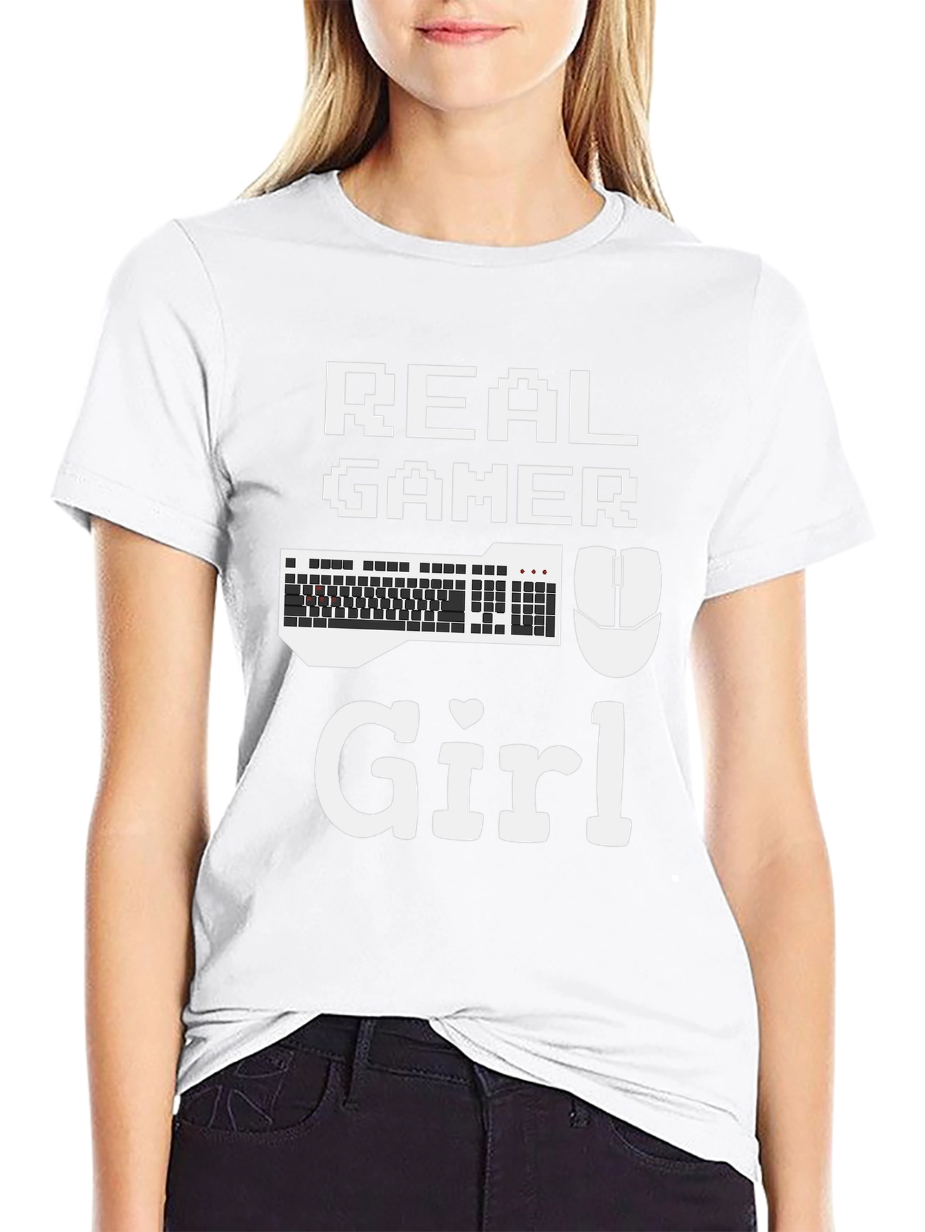 Real Gamer Girl T-Shirt - Gaming Keyboard & Mouse Design