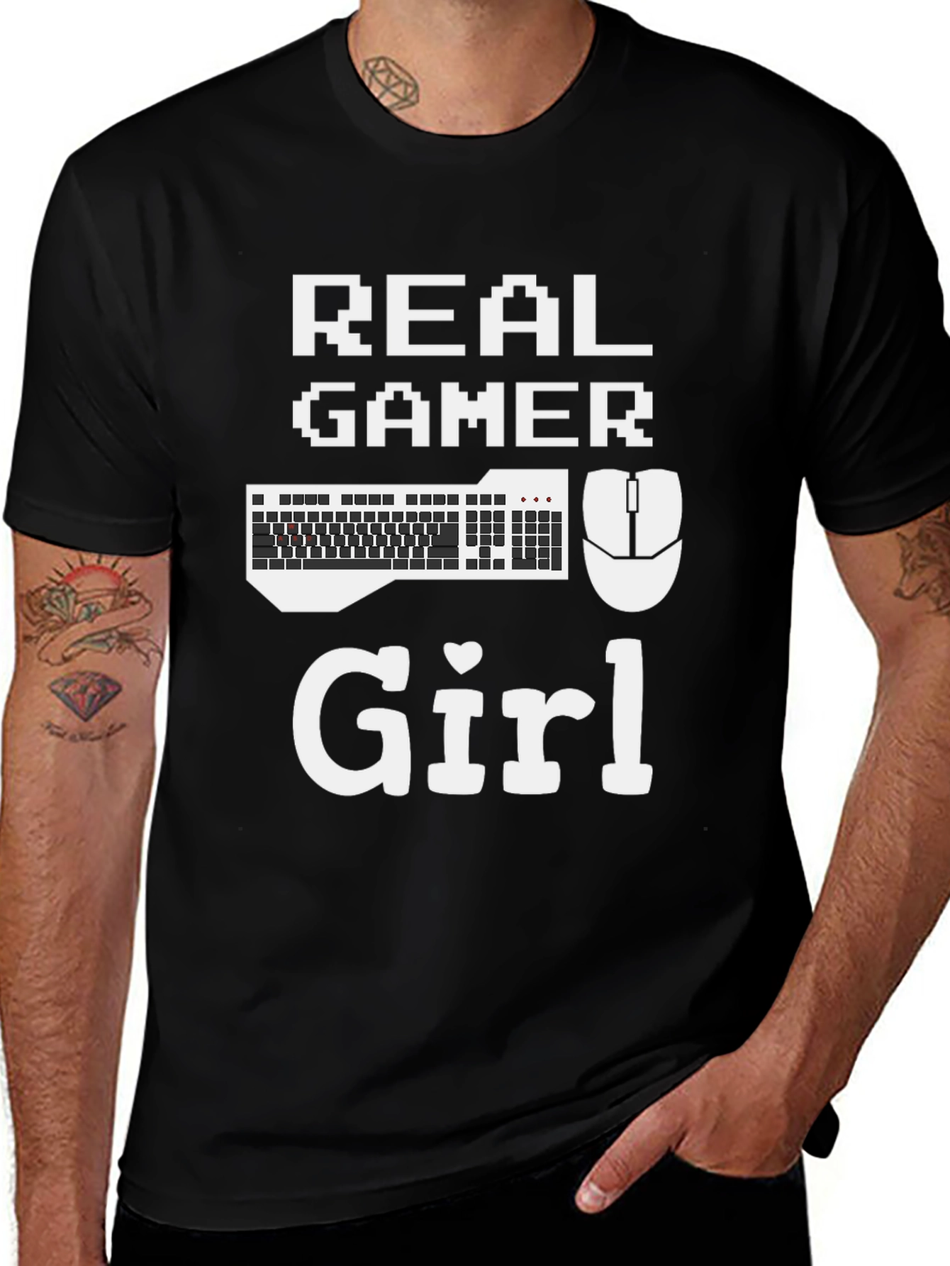 Real Gamer Girl T-Shirt - Gaming Keyboard & Mouse Design