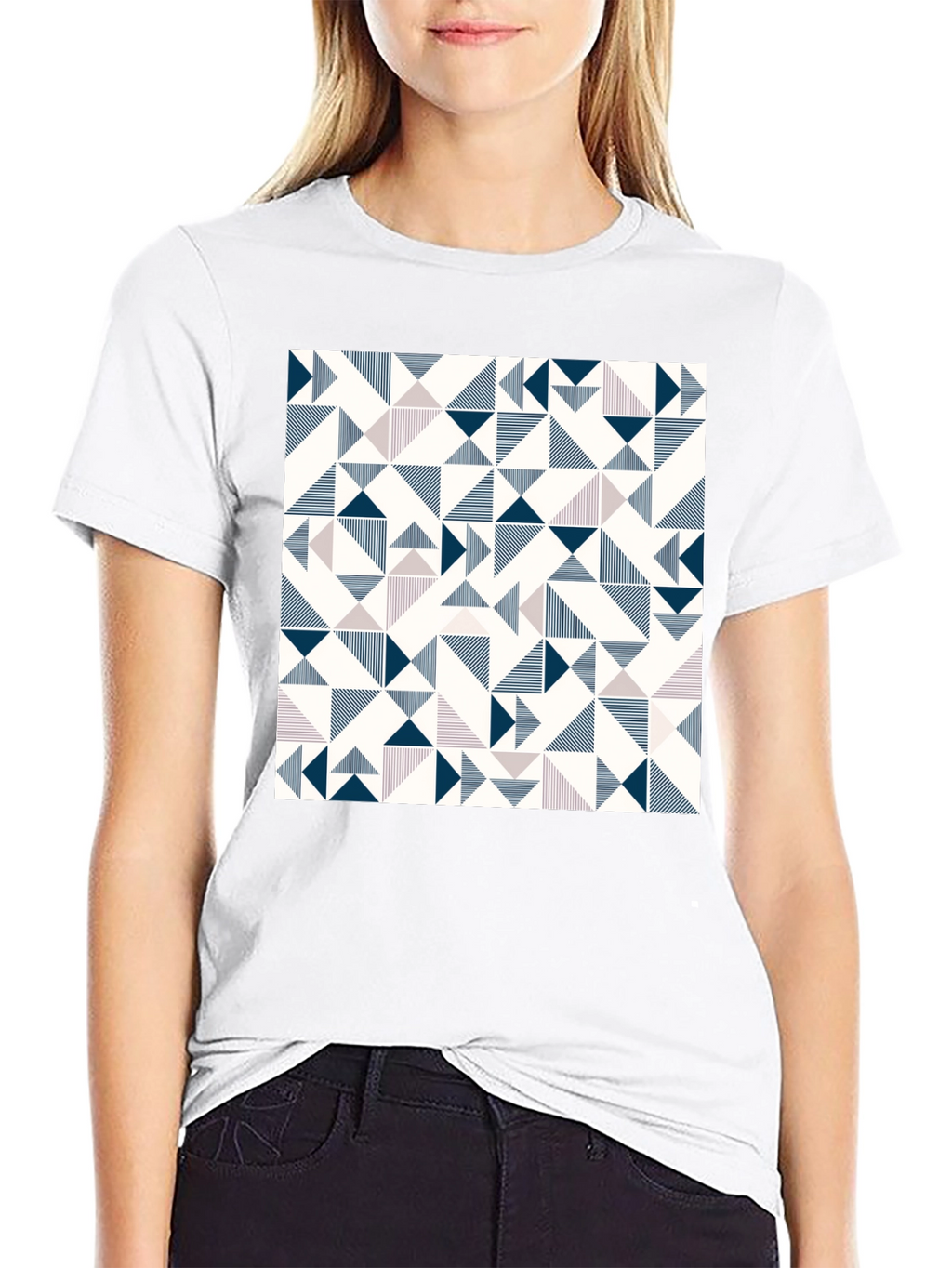 Modern Geometric Print Tee - Black