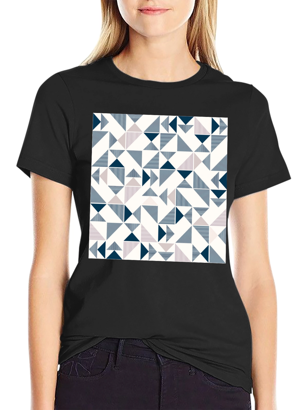Modern Geometric Print Tee - Black
