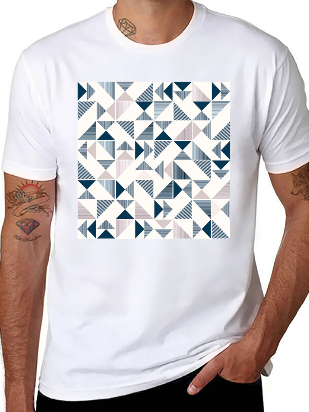 Modern Geometric Print Tee - Black