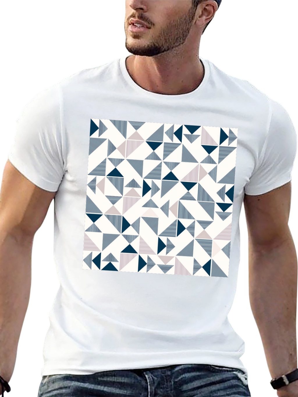Modern Geometric Print Tee - Black