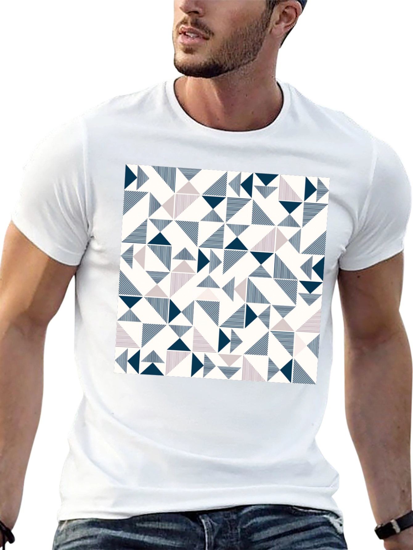 Modern Geometric Print Tee - Black