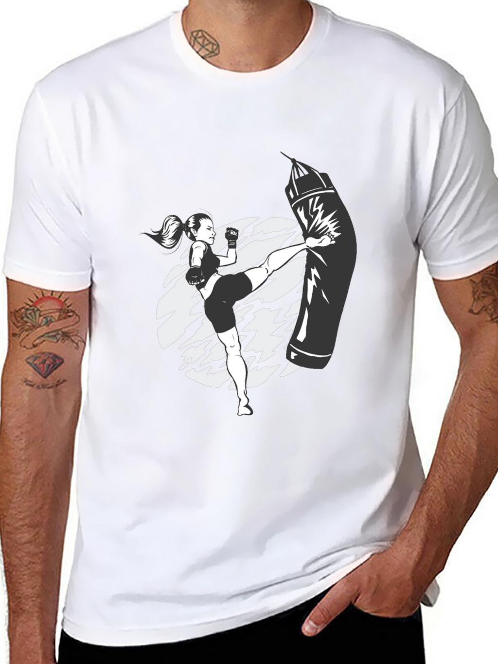 Kickboxing Graphic Tee - Black Cotton T-Shirt