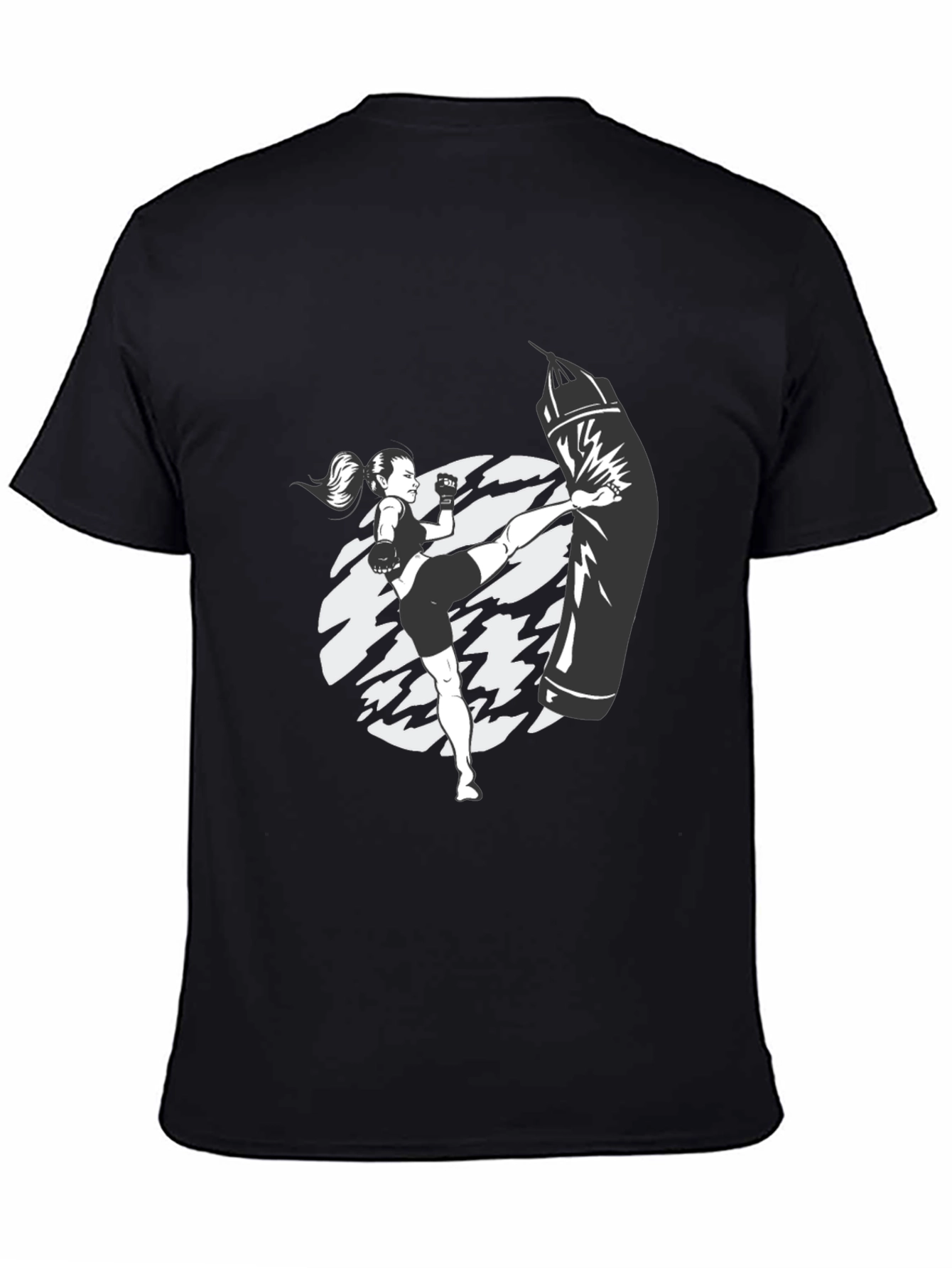 Kickboxing Graphic Tee - Black Cotton T-Shirt