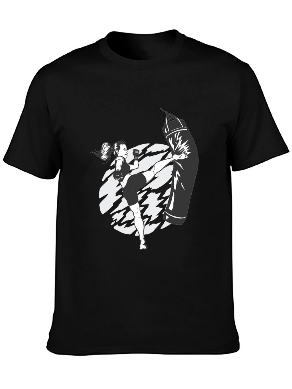 Kickboxing Graphic Tee - Black Cotton T-Shirt