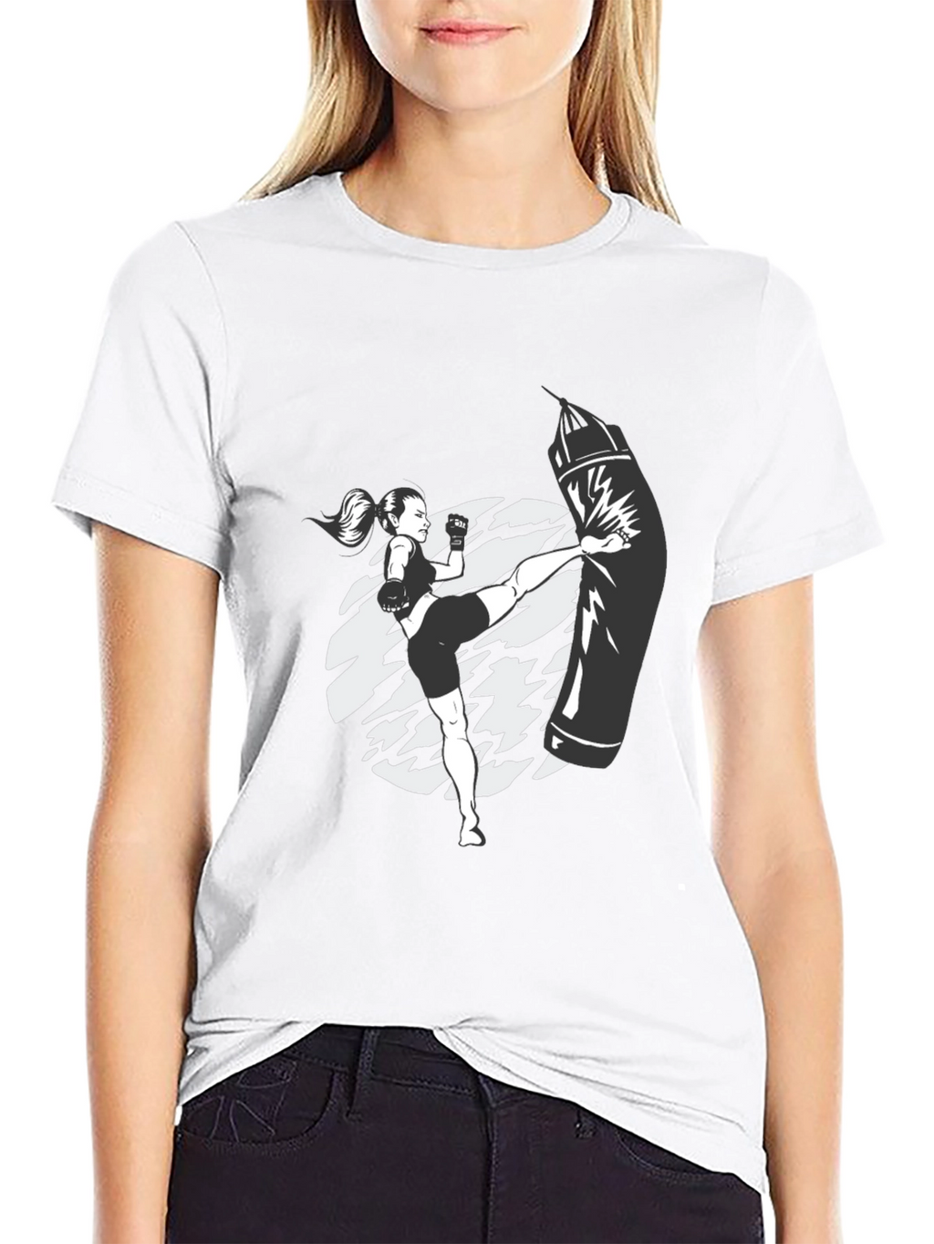 Kickboxing Graphic Tee - Black Cotton T-Shirt